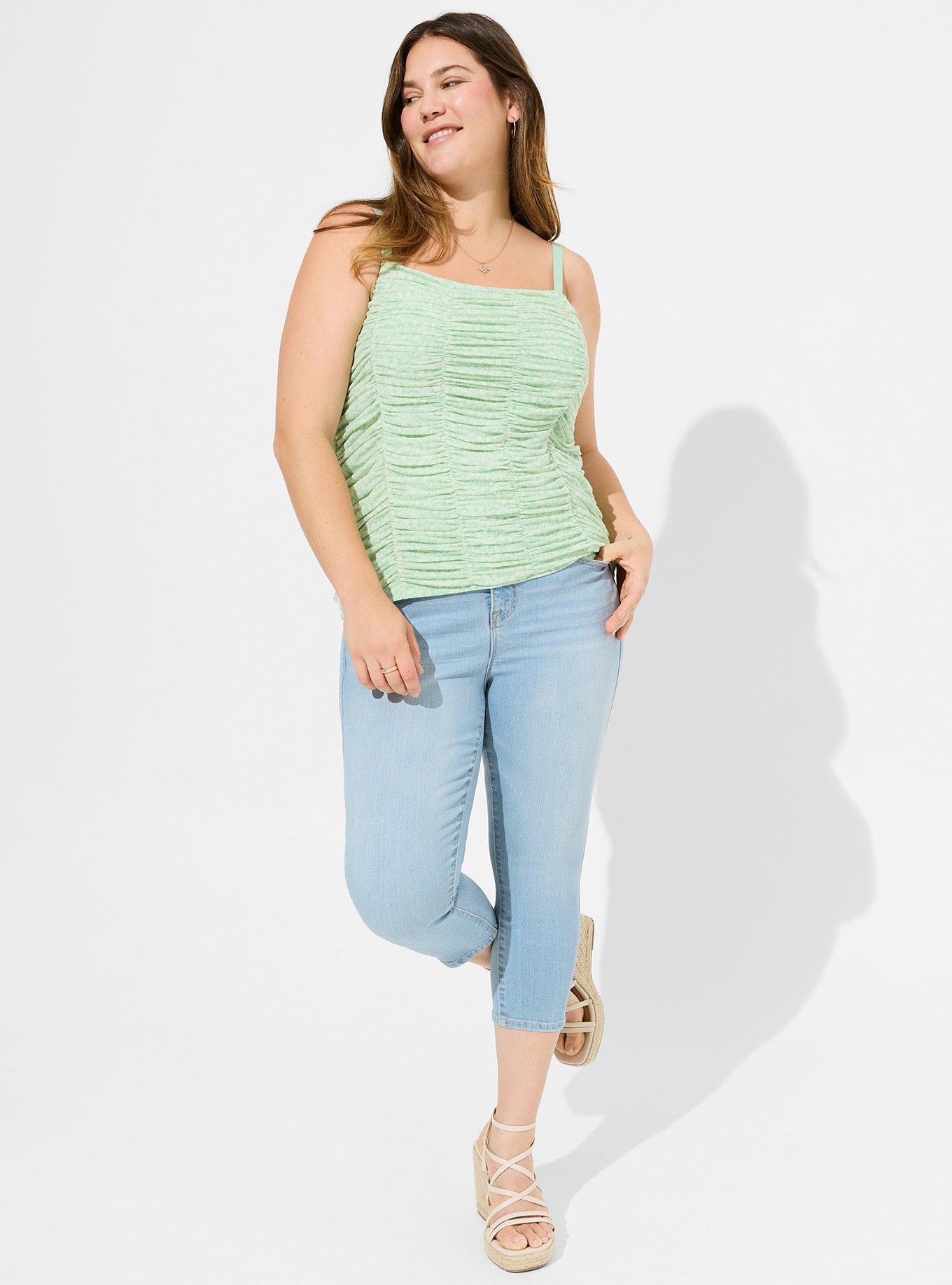 Plus Size - Stretch Mesh Cropped Shirred Cami - Torrid