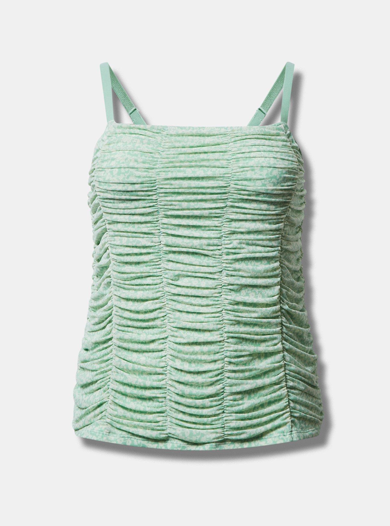 Stretch Mesh Cropped Shirred Cami