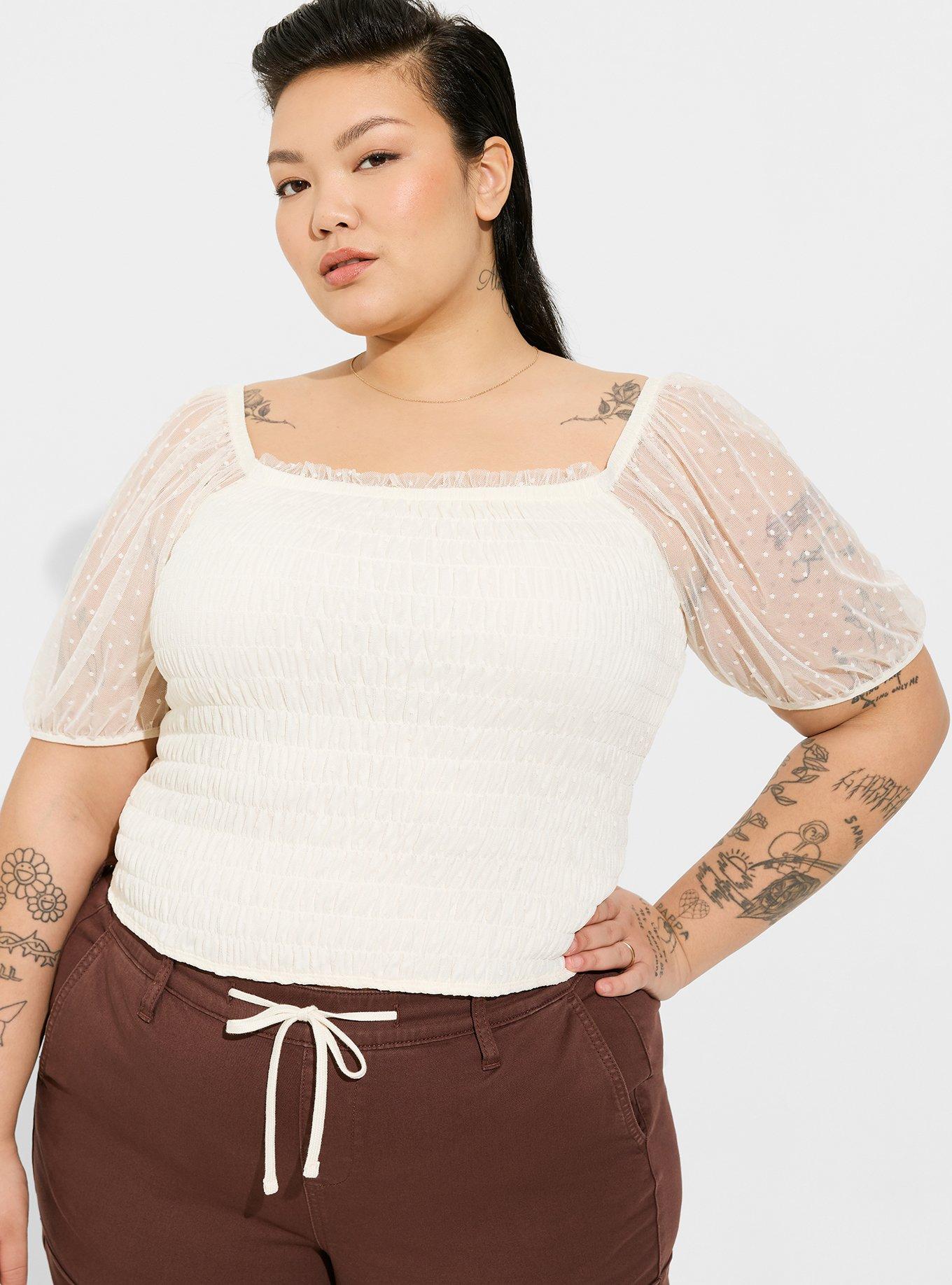 Torrid swim mesh dot off the shoulder cheap