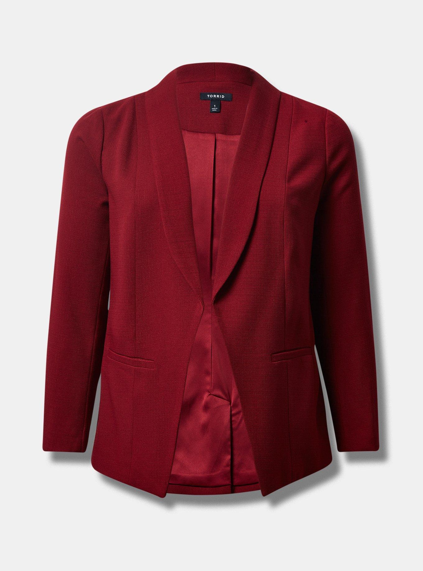 Studio Pique Longline Classic Fit Blazer. , RHUBARB, hi-res