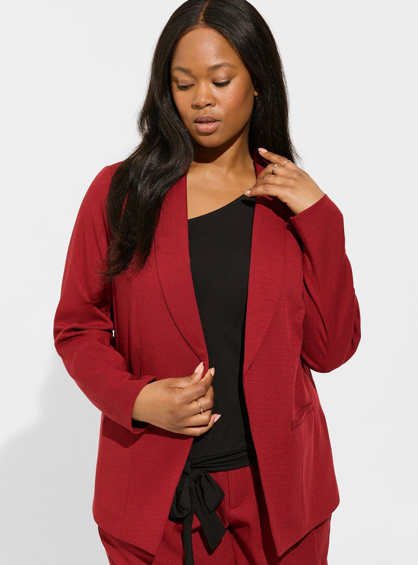 Studio Pique Longline Classic Fit Blazer. , RHUBARB, hi-res