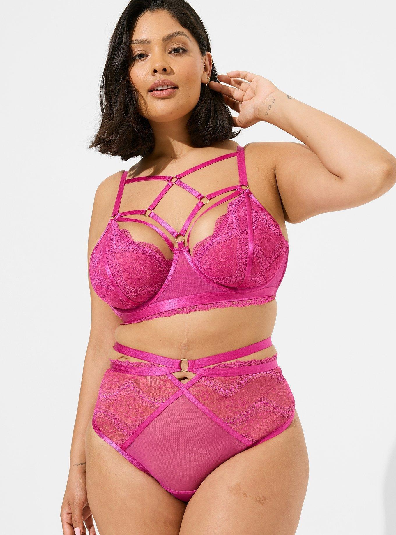 Boudoir Strappy Unlined Underwire Bra, FUCHSIA RED, alternate