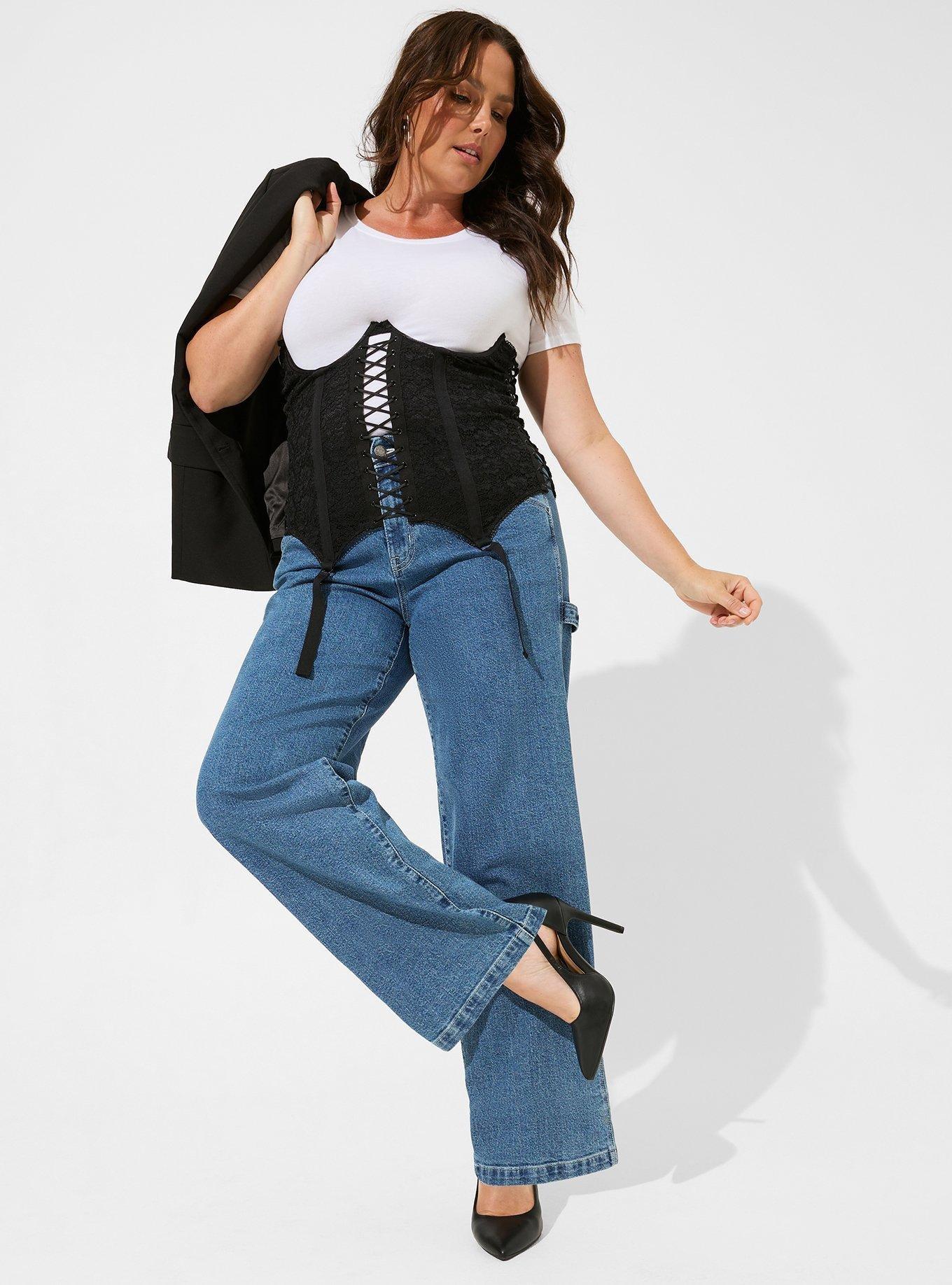 Lace Under Bust Corset , RICH BLACK, alternate