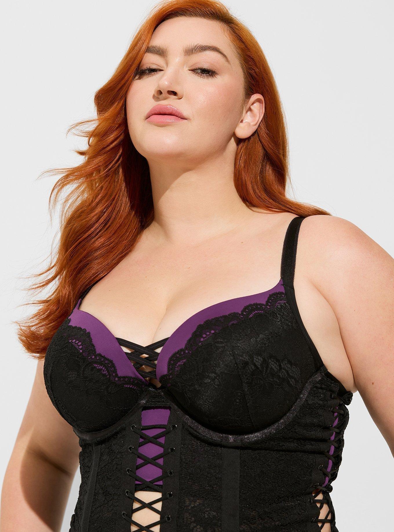 Lace Under Bust Corset , RICH BLACK, alternate