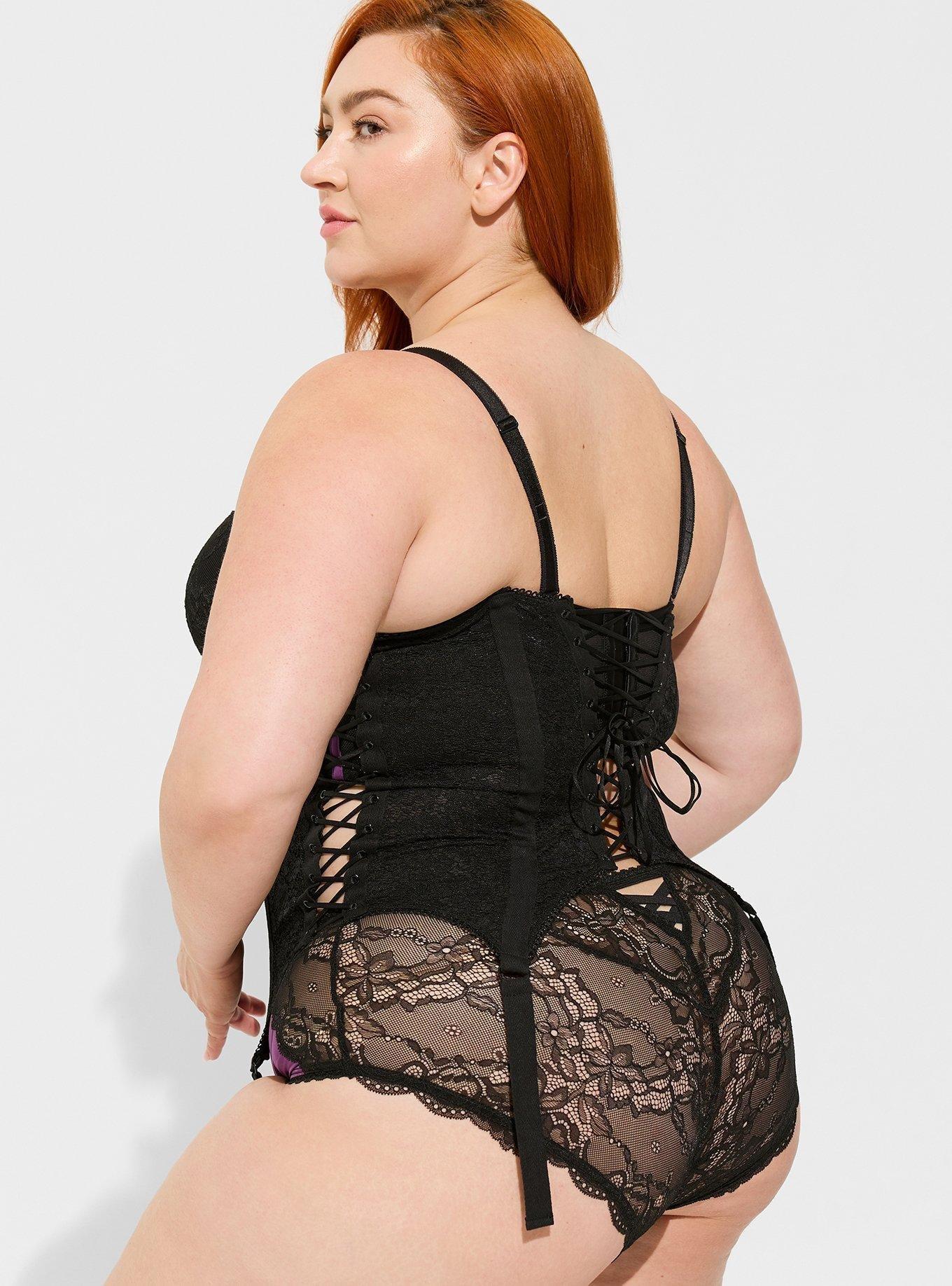 Lace Under Bust Corset , RICH BLACK, alternate