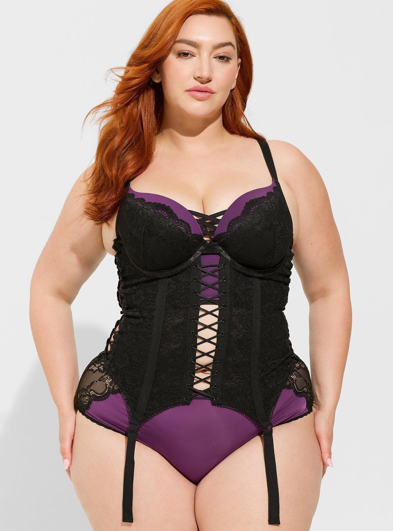 Lace Under Bust Corset , RICH BLACK, hi-res