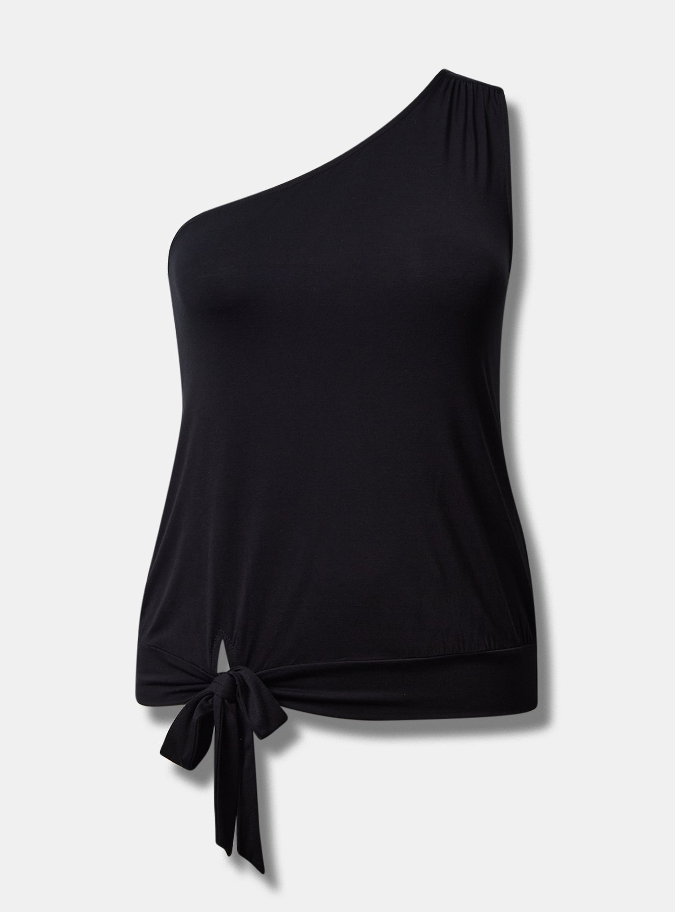 Plus Size - Super Soft One Shoulder Tie Front Crop Top - Torrid