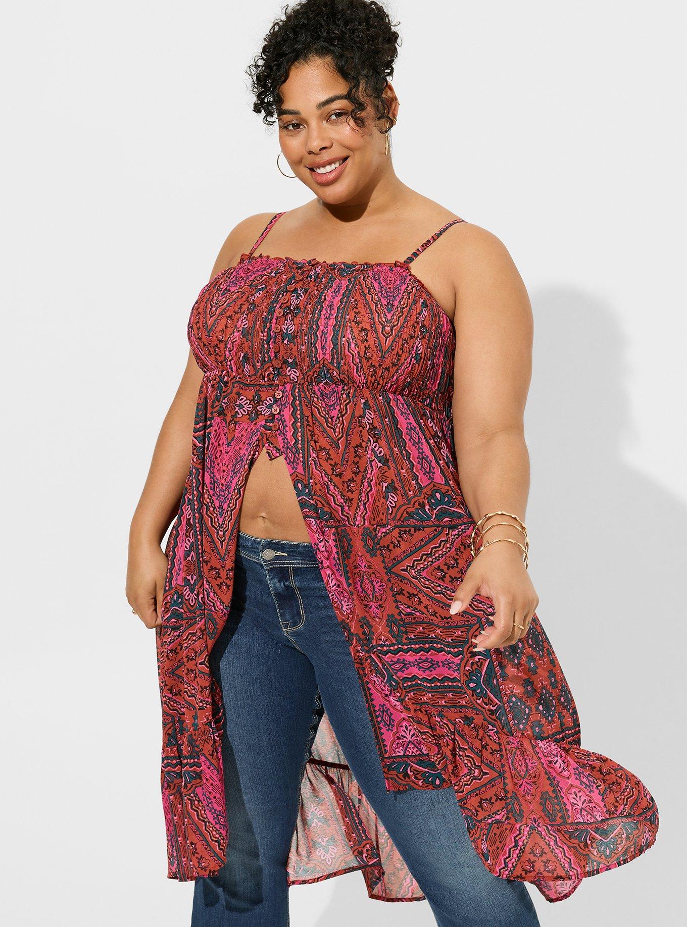 Chiffon Button Up Sleeveless Tunic