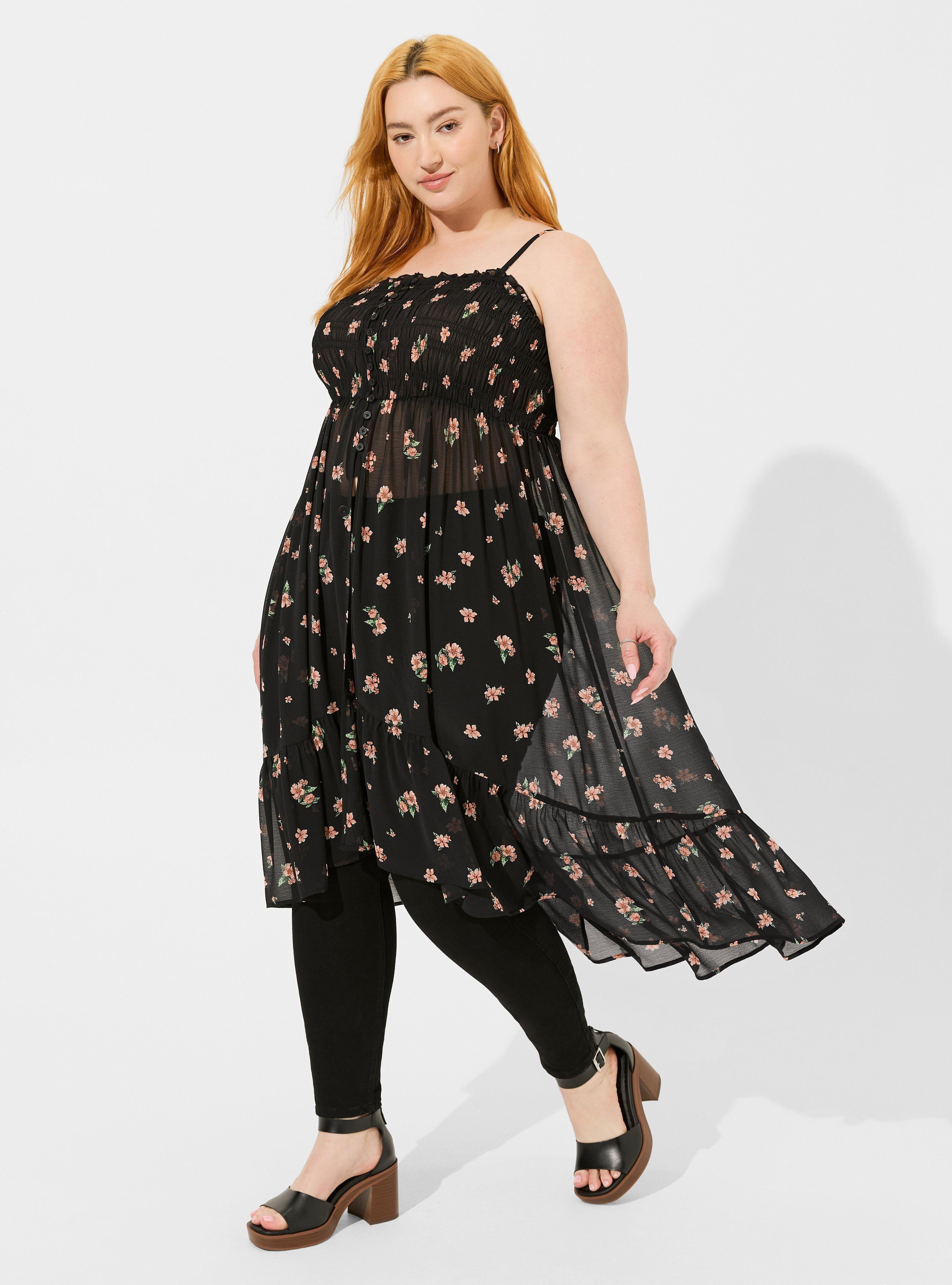 Modest Plus Size Button Up Tunic - Blue