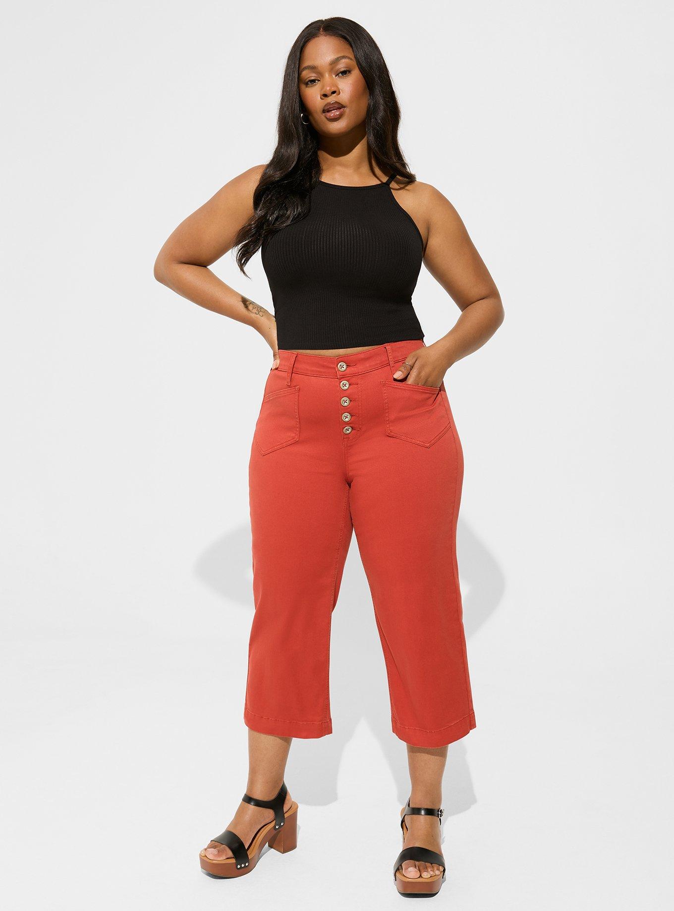 Cropped wide leg hot sale jeans plus size