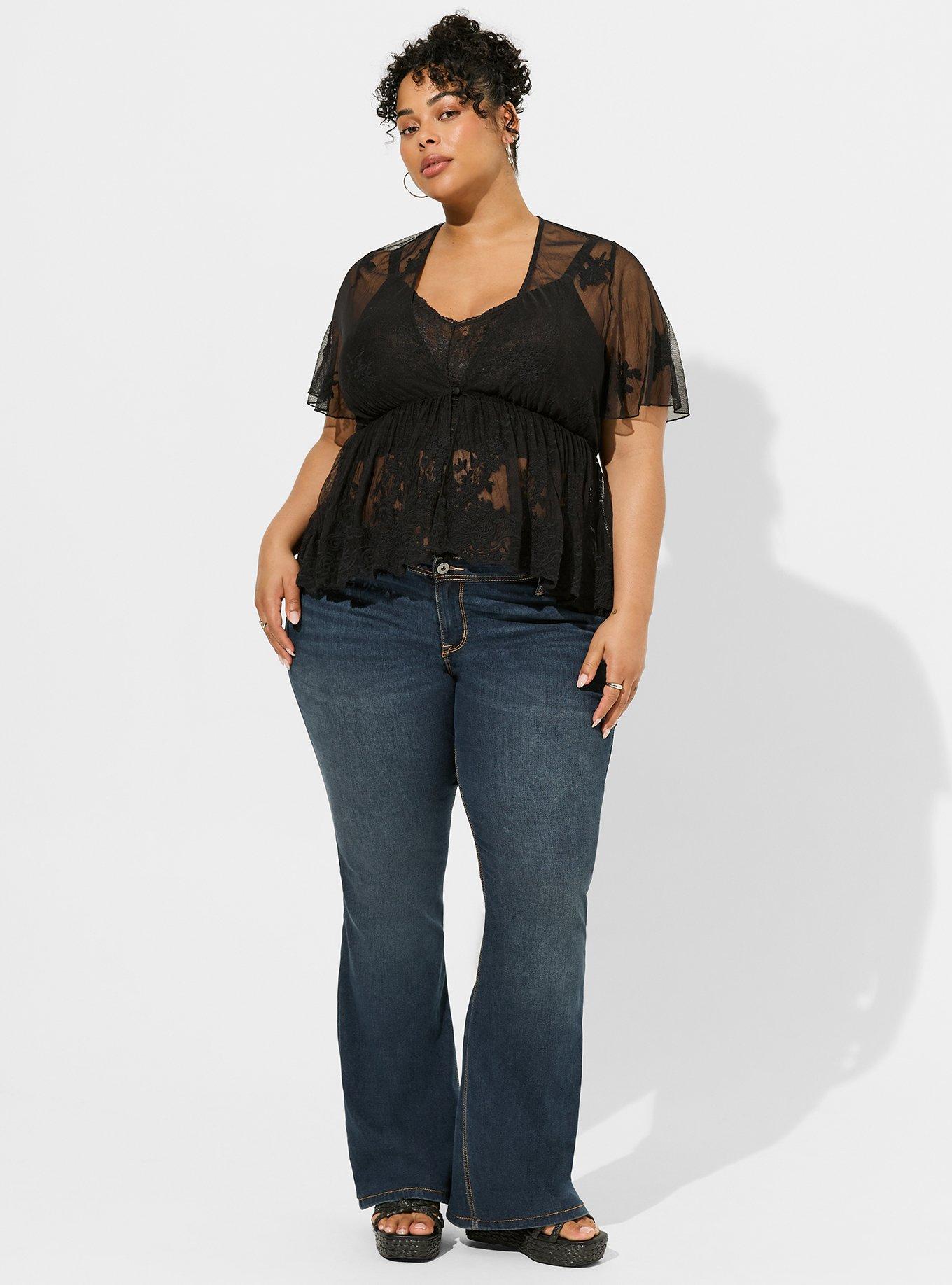 Plus Size - Embroidered Mesh Peplum Kimono - Torrid