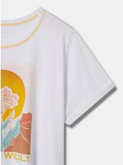 Plus Size Bloom Relaxed Fit Heritage Slub Crew Neck Roll Sleeve Embroidery Tee, BRIGHT WHITE, alternate