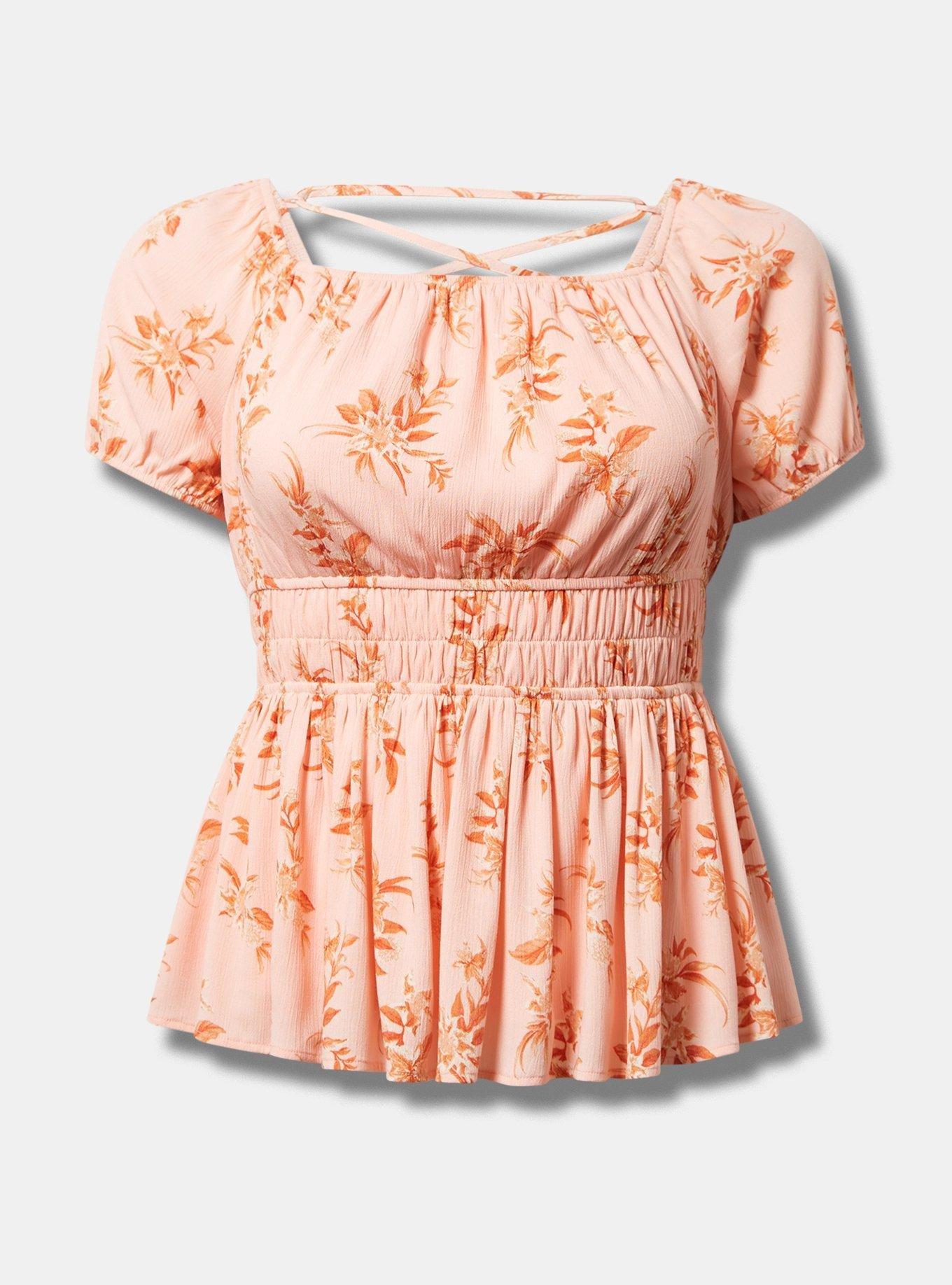 Washable Crinkle Gauze Cris Cross Back Top