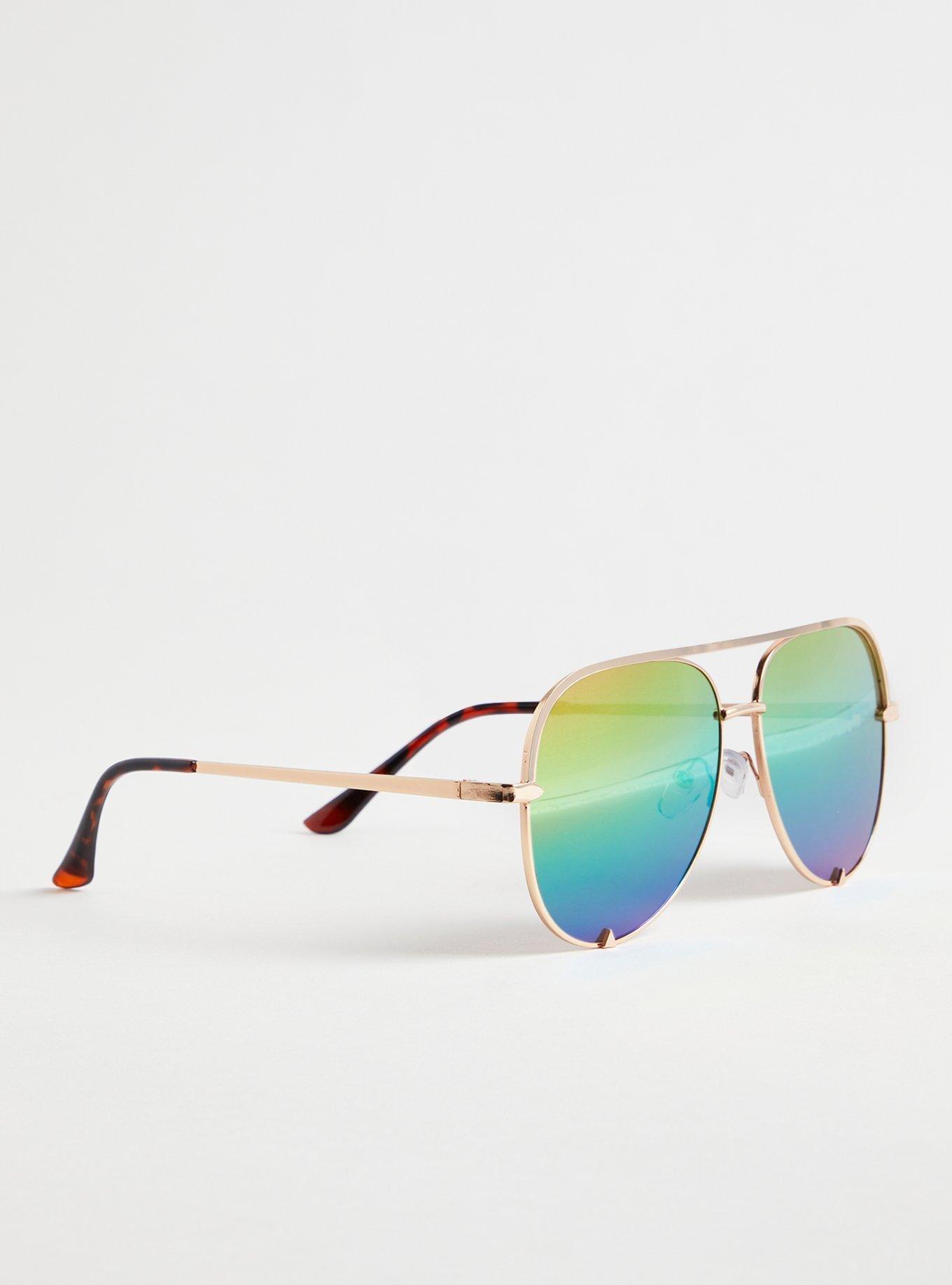 Aviator Reflective Lens Sunglasses