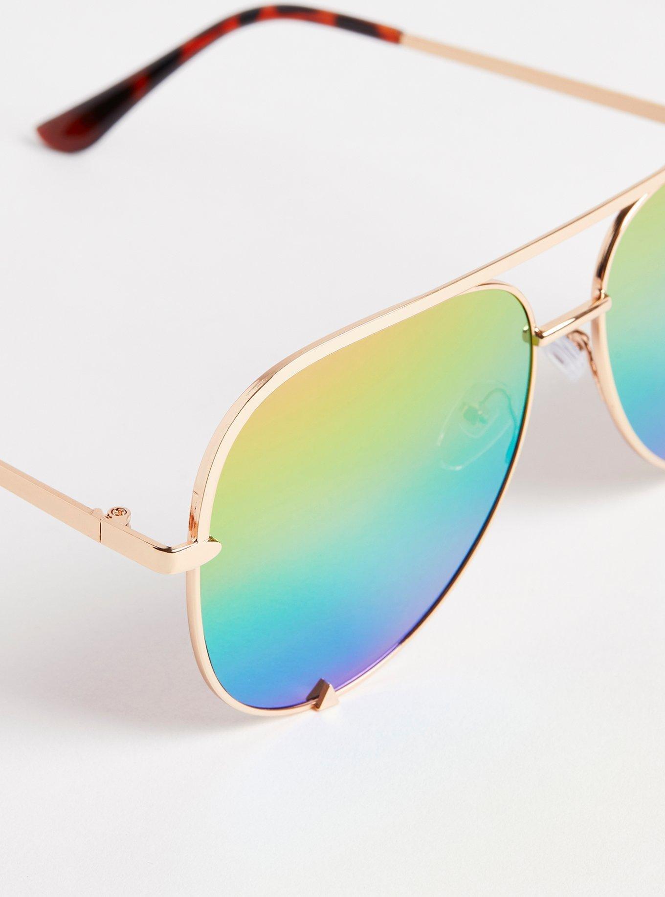Plus Size Aviator Reflective Lens Sunglasses Torrid