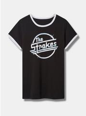 The Strokes Classic Fit Cotton Ringer Tee, DEEP BLACK, hi-res