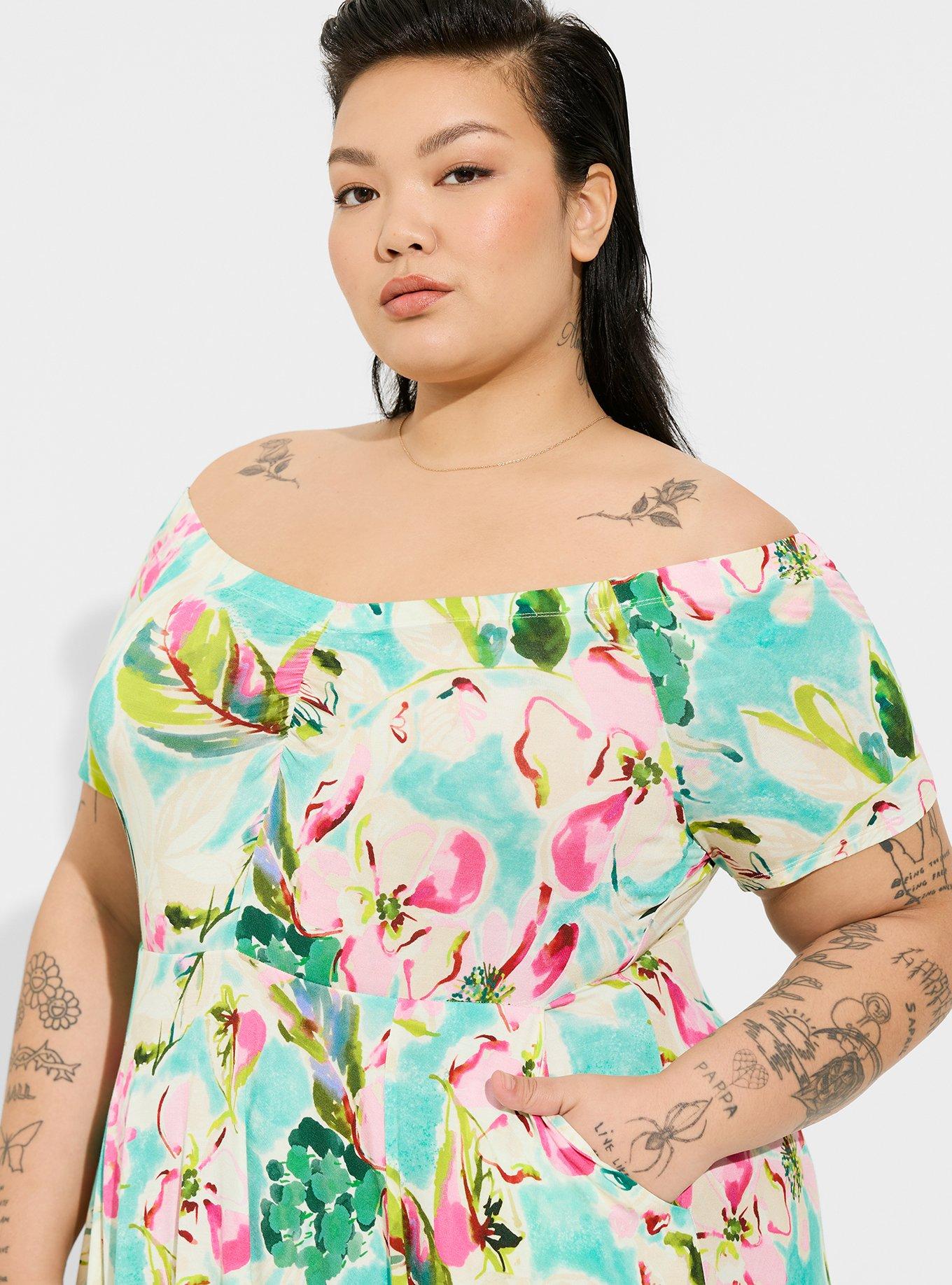 Off the shoulder clearance skater dress plus size