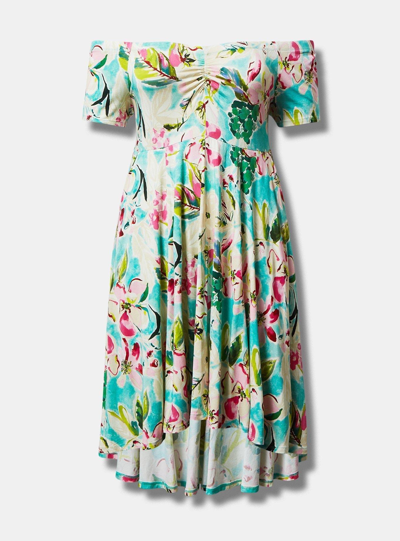 floral off the shoulder skater dress Yours London Women's Curve Navy Blue Floral Square Neck Dress Size 10