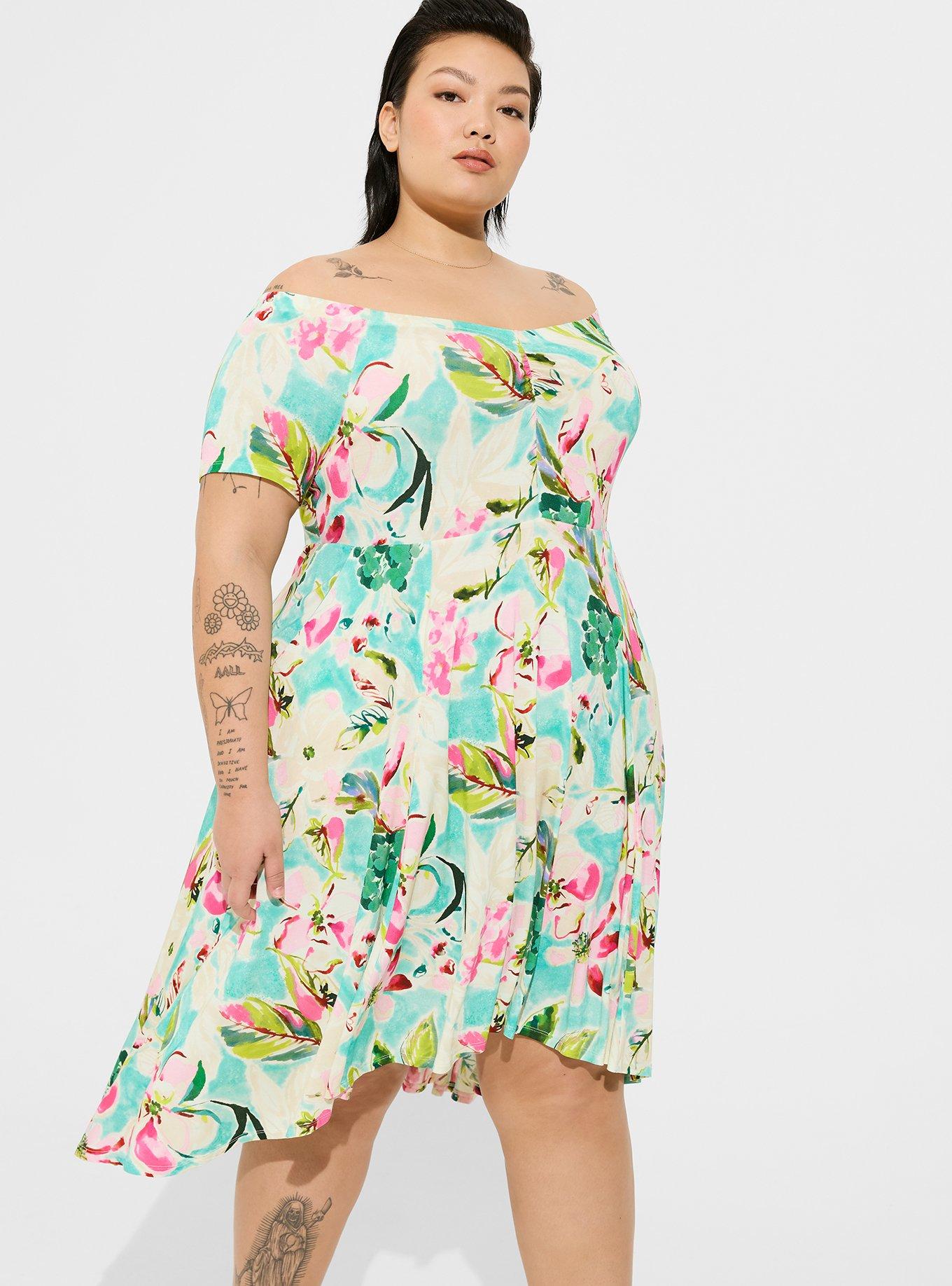 Plus Size Mini Supersoft Off Shoulder Skater Dress Torrid