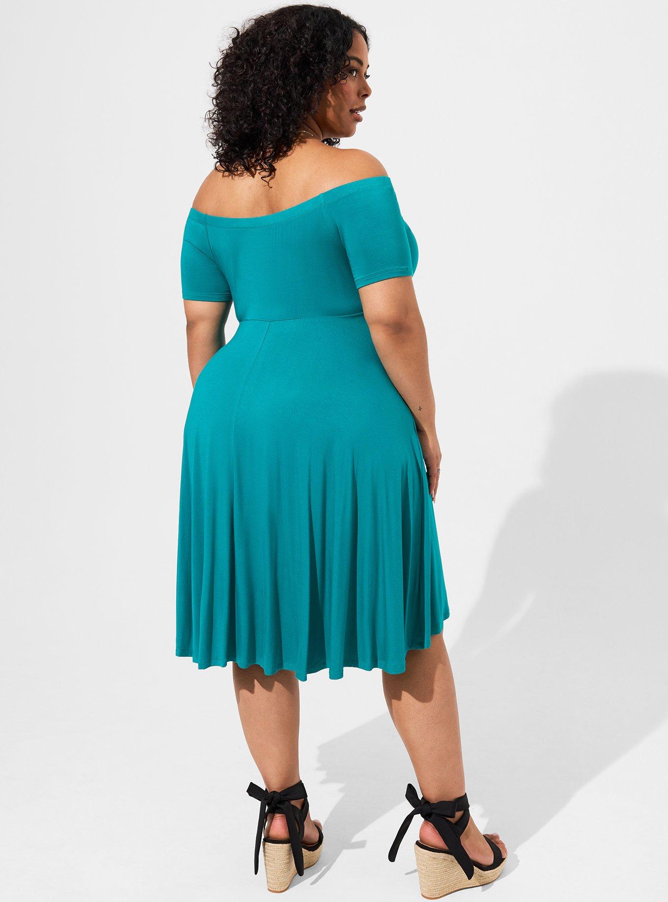 Plus Size - Mini Supersoft Off Shoulder Skater Dress - Torrid