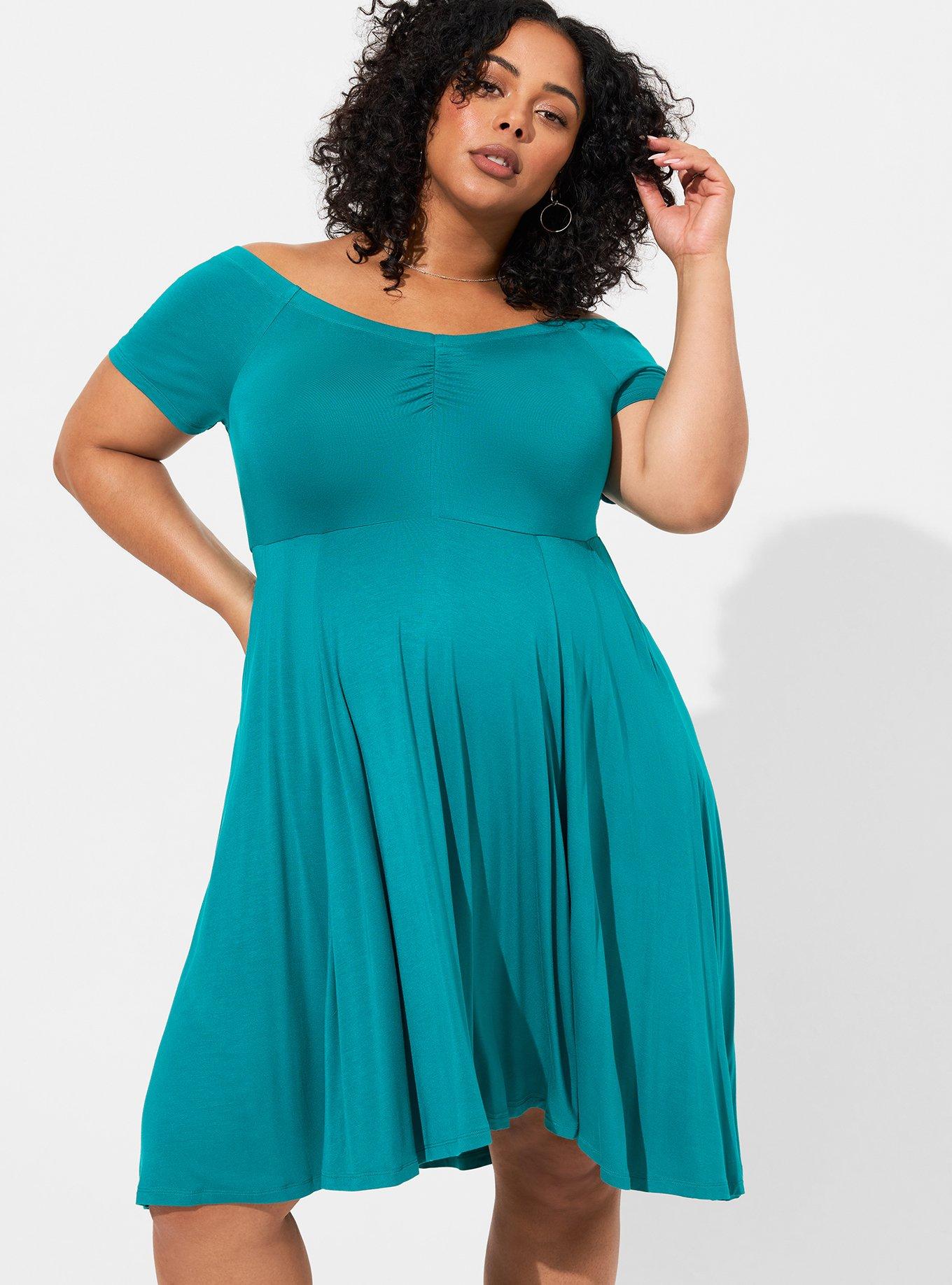 Plus Size - Mini Supersoft Off Shoulder Skater Dress - Torrid