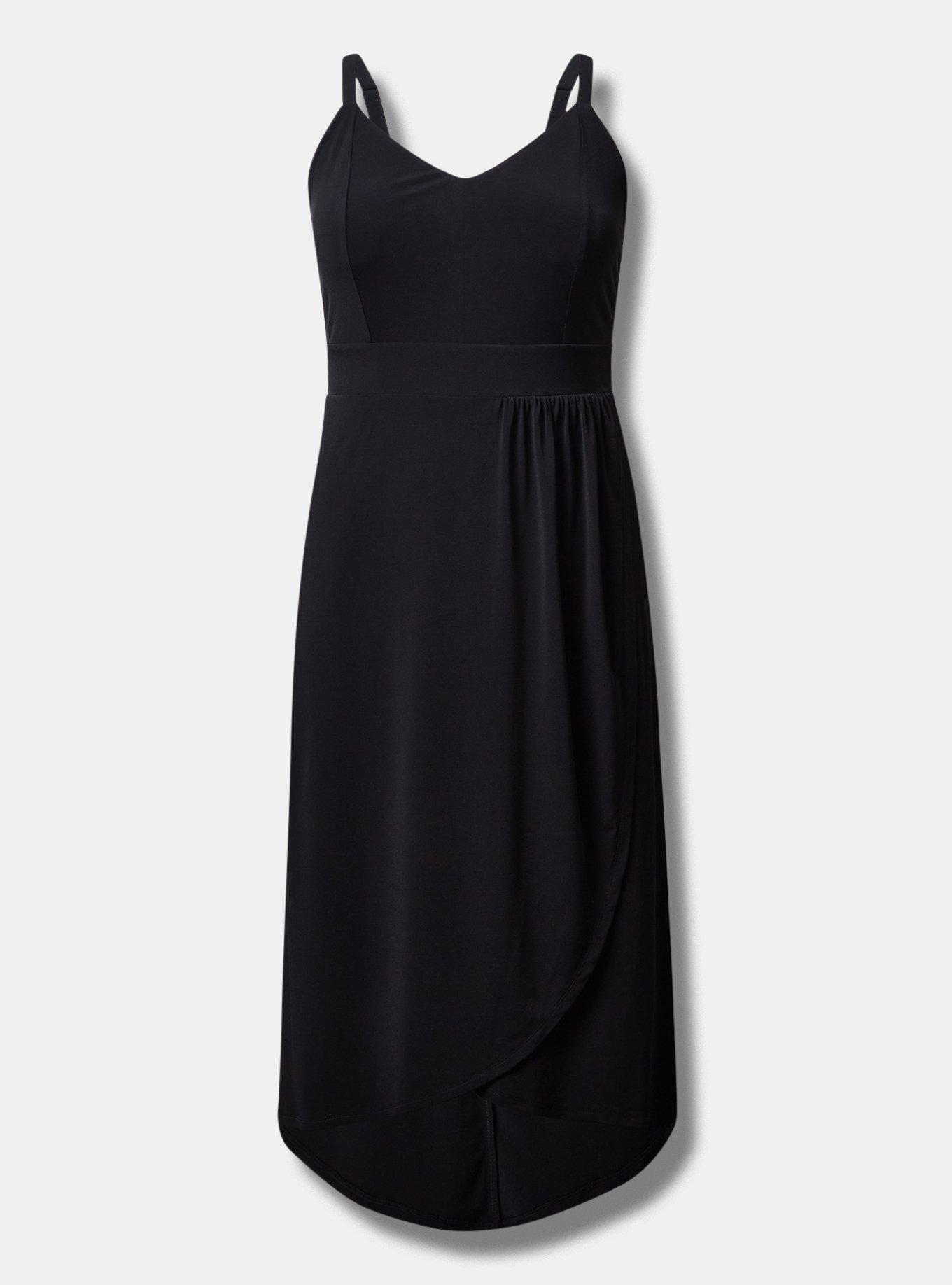 Midi Studio Knit Wrap Dress, DEEP BLACK, hi-res