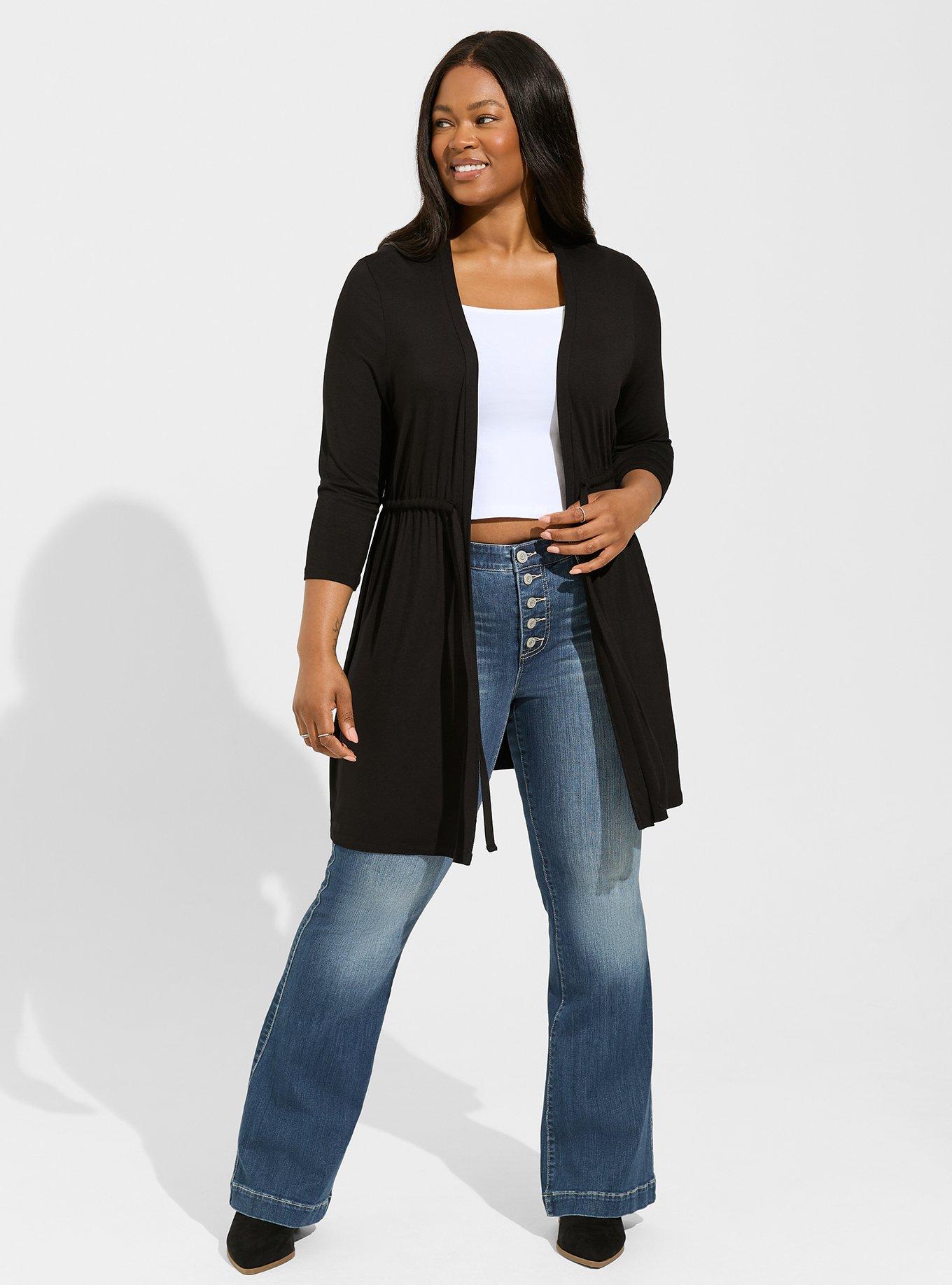 Plus Size - Super Soft Cardigan 3/4 Sleeve Tie Front - Torrid
