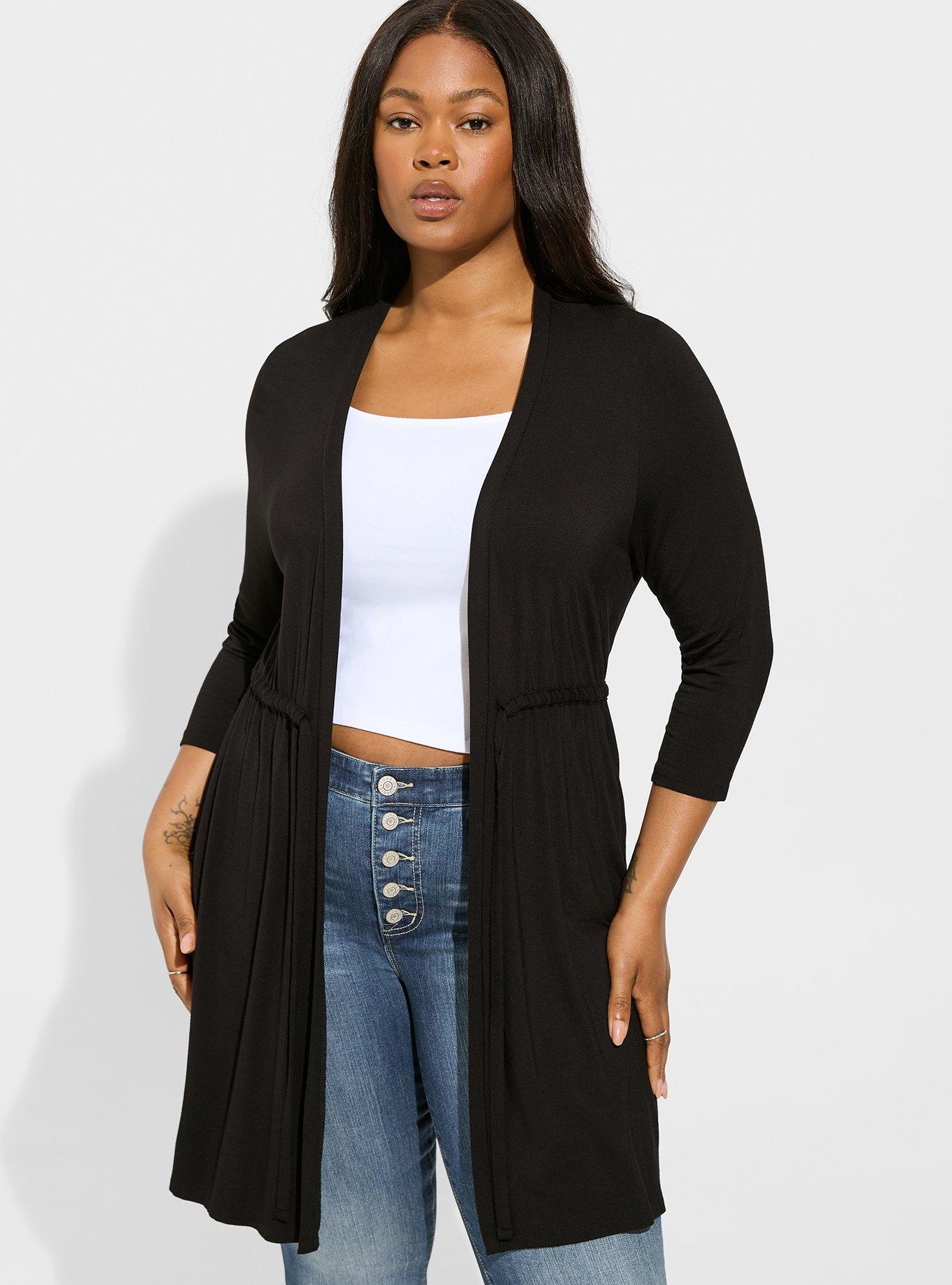 Plus size three store quarter sleeve cardigans