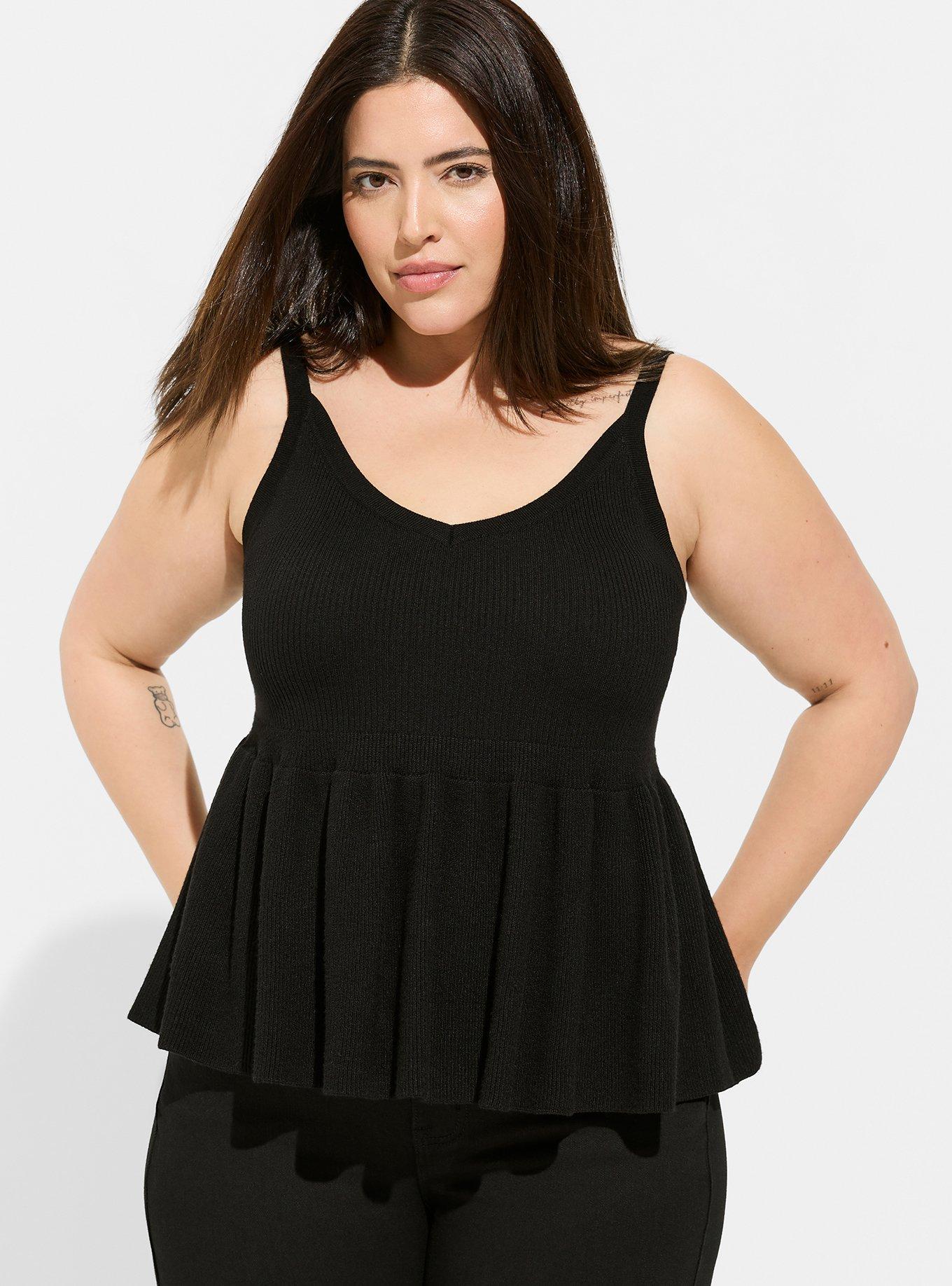 Peplum Tank with Wide V Neckline, Regular