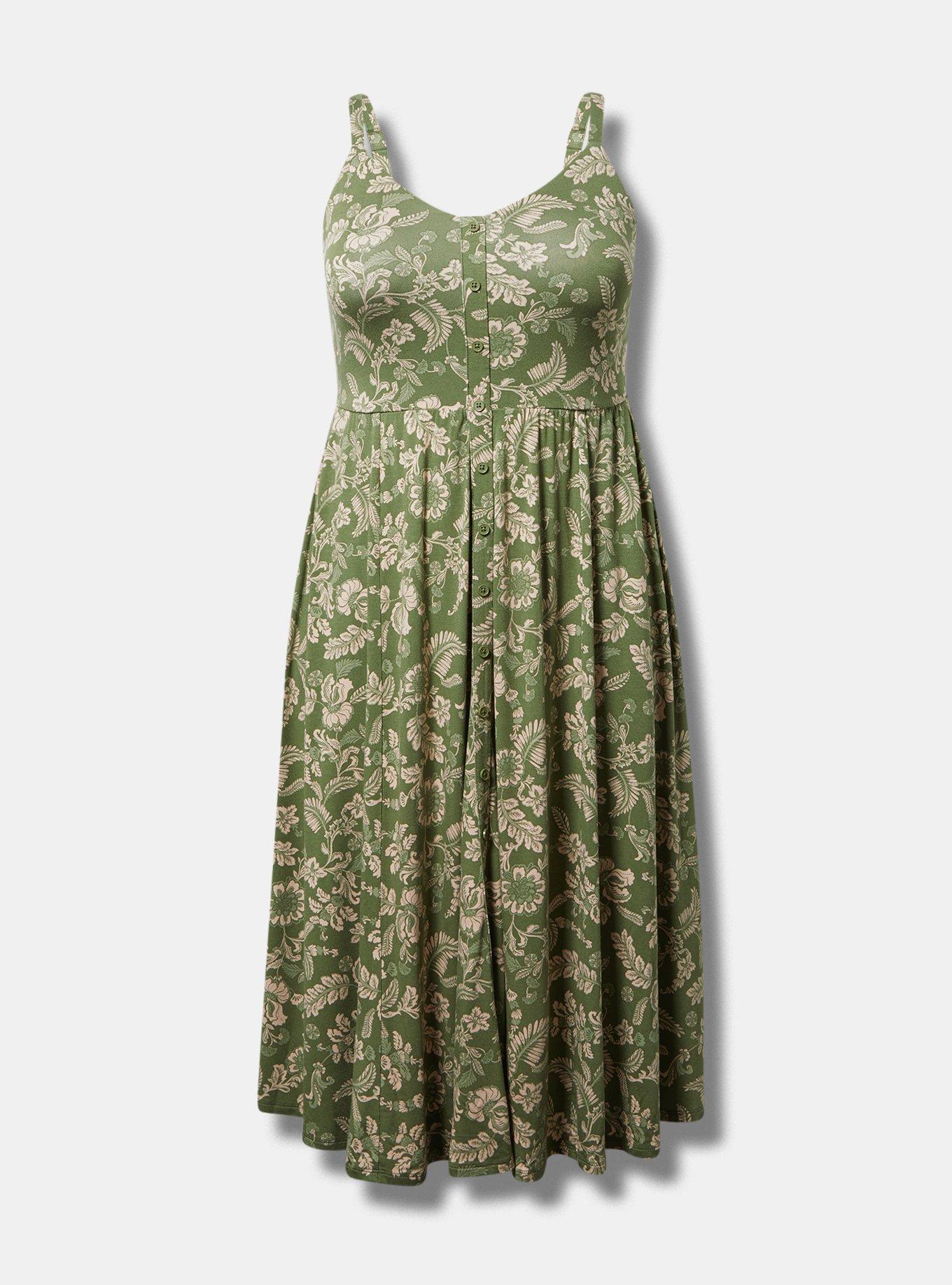Button-Front Midi Dress