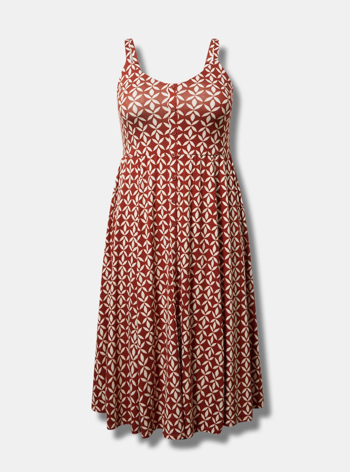 Button-Front Midi Dress