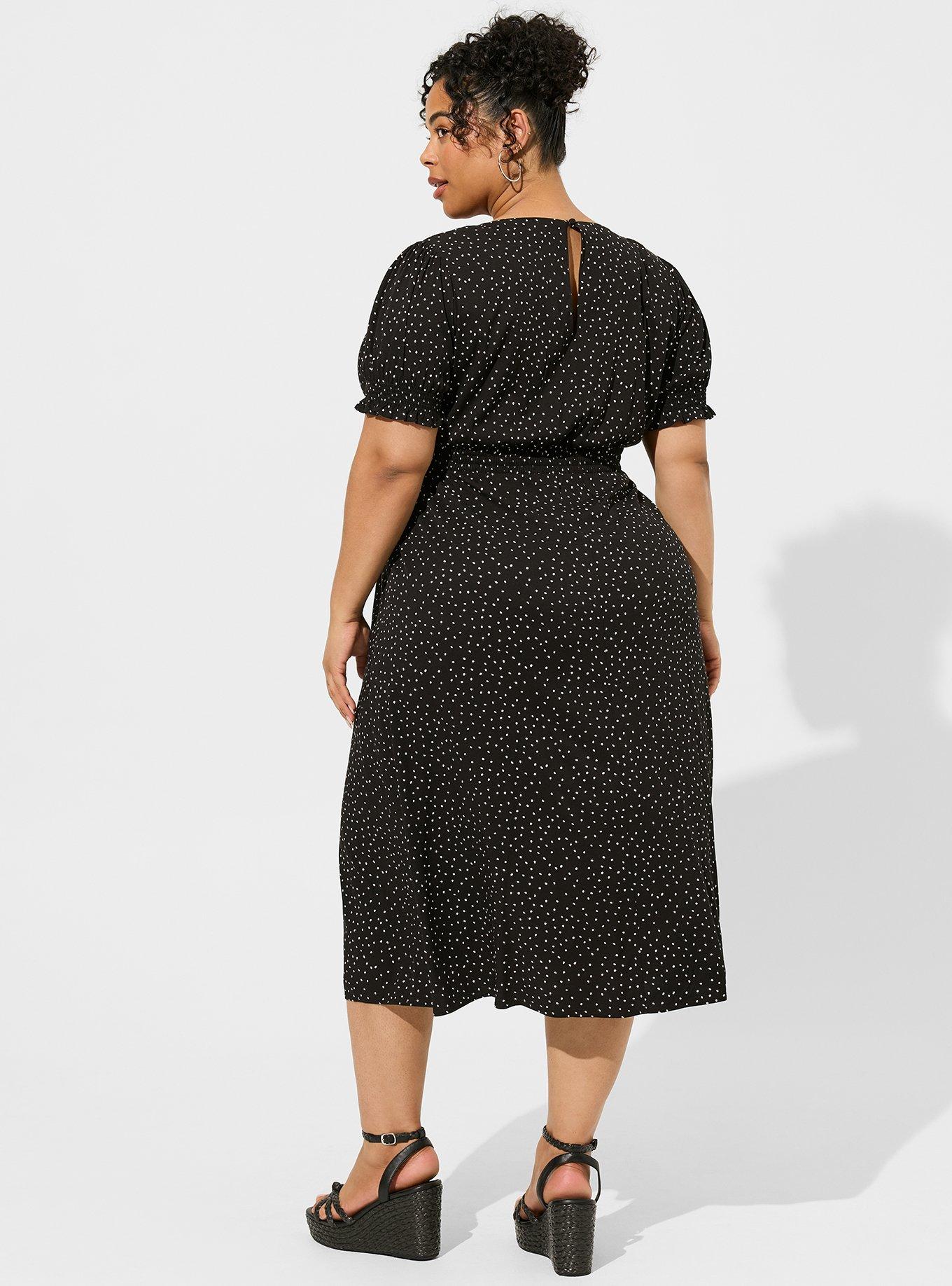 Plus Size - Tea Length Stretch Challis Sweetheart A-line Dress - Torrid