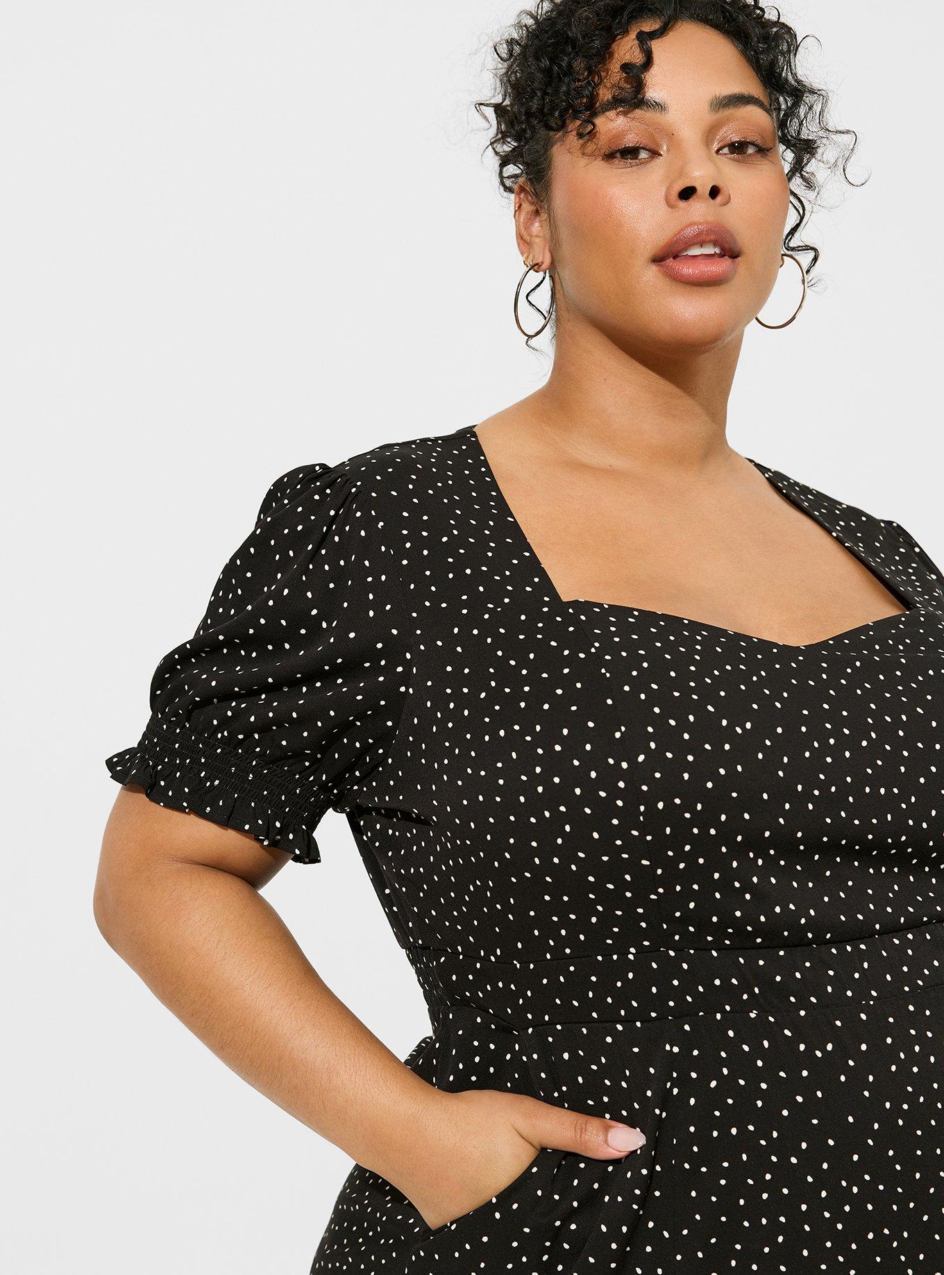 Plus Size - Red Polka Dot Stretch Challis Off Shoulder Blouse - Torrid