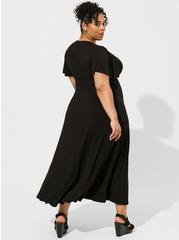 Maxi Super Soft Flutter Sleeve A-line Dress, DEEP BLACK, alternate