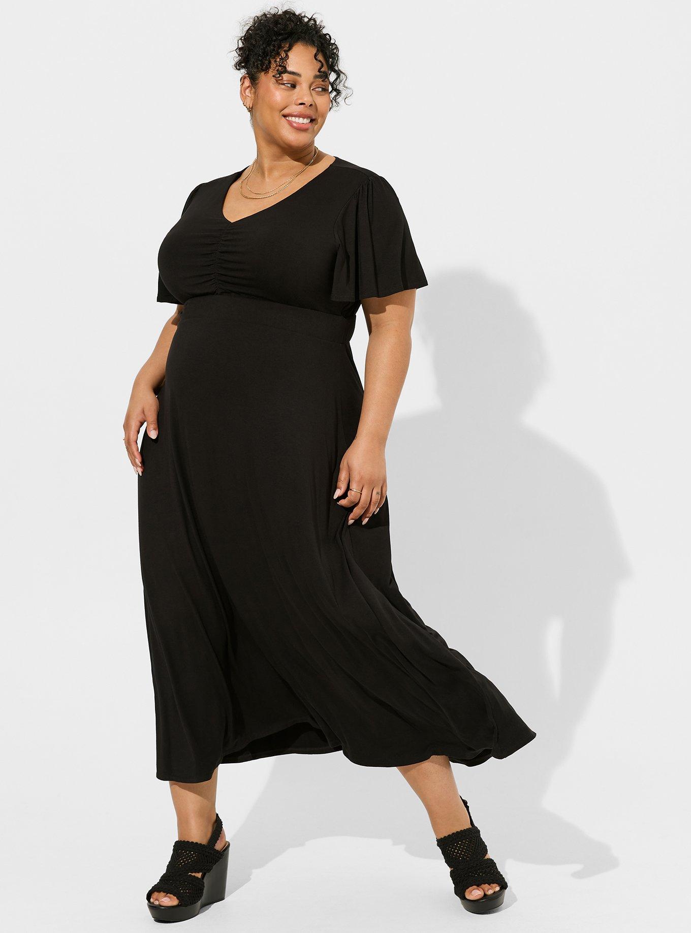 Plus Size - Maxi Super Soft Flutter Sleeve A-line Dress - Torrid