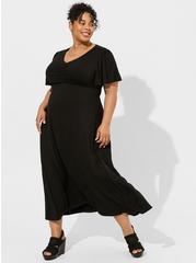 Maxi Super Soft Flutter Sleeve A-line Dress, DEEP BLACK, hi-res