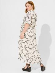 Plus Size Maxi Georgette Surplice Ruffle Hi-Low Dress, FLORAL - WHITE, alternate