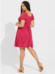 Mini Rayon Slub Balloon Sleeve Lace Inset Dress, CHERRIES JUBILEE, alternate