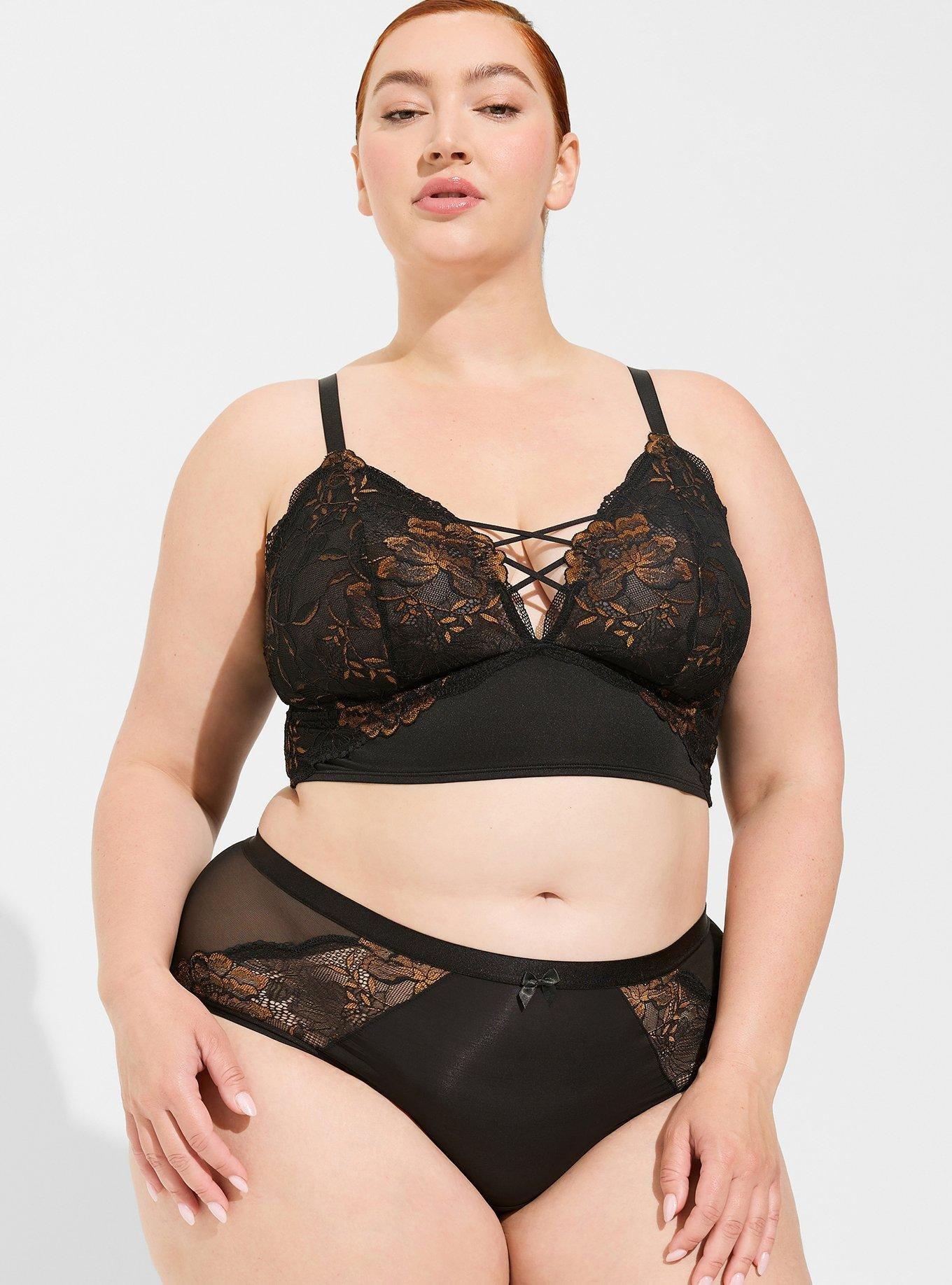 Unlined Cross Dye Lace Longline Bralette