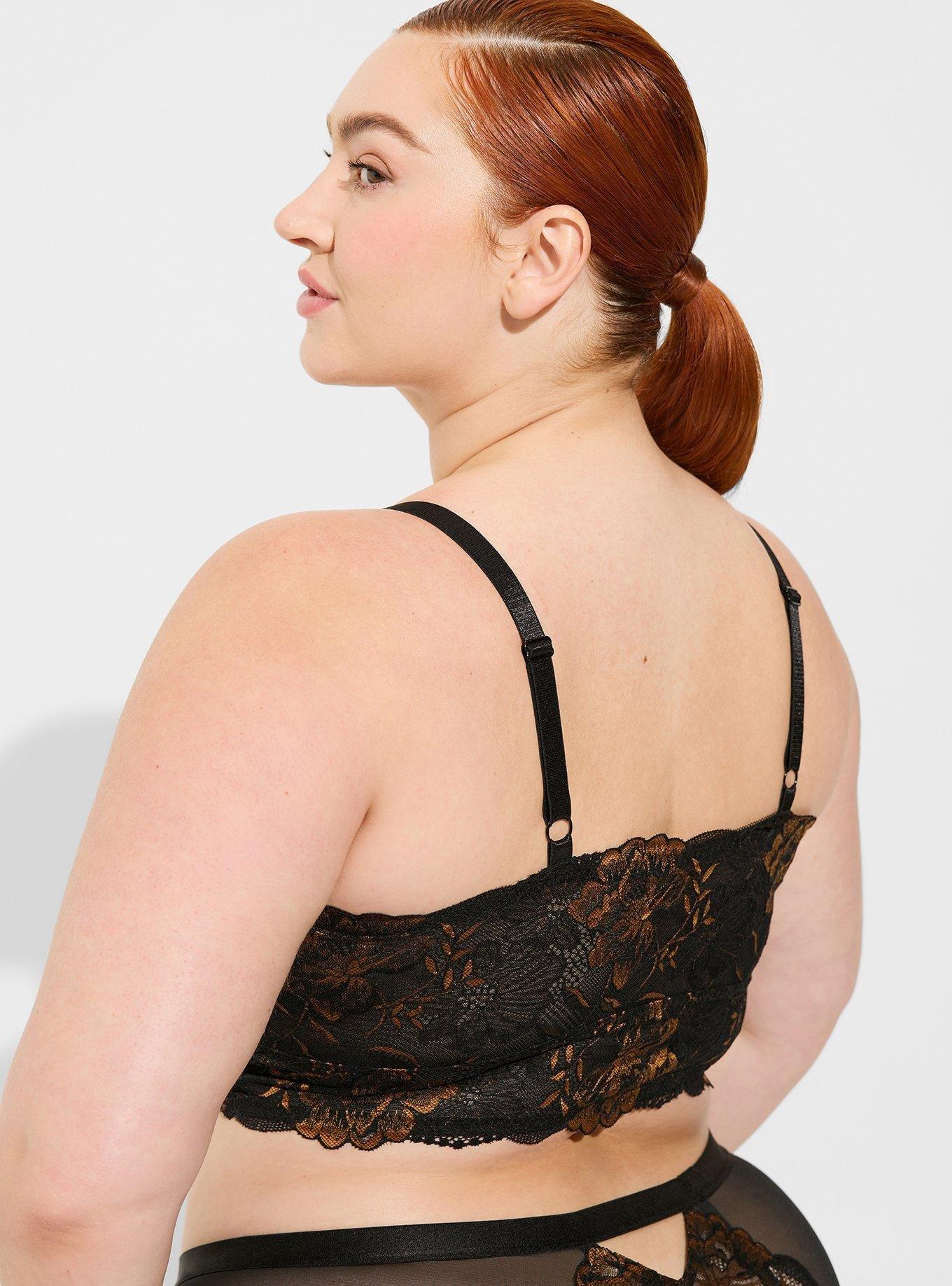 Plus Size - Unlined Cross Dye Lace Longline Bralette - Torrid