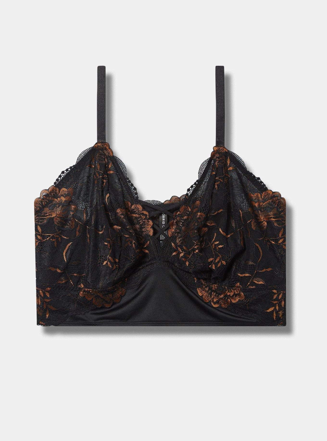 Unlined Cross Dye Lace Longline Bralette