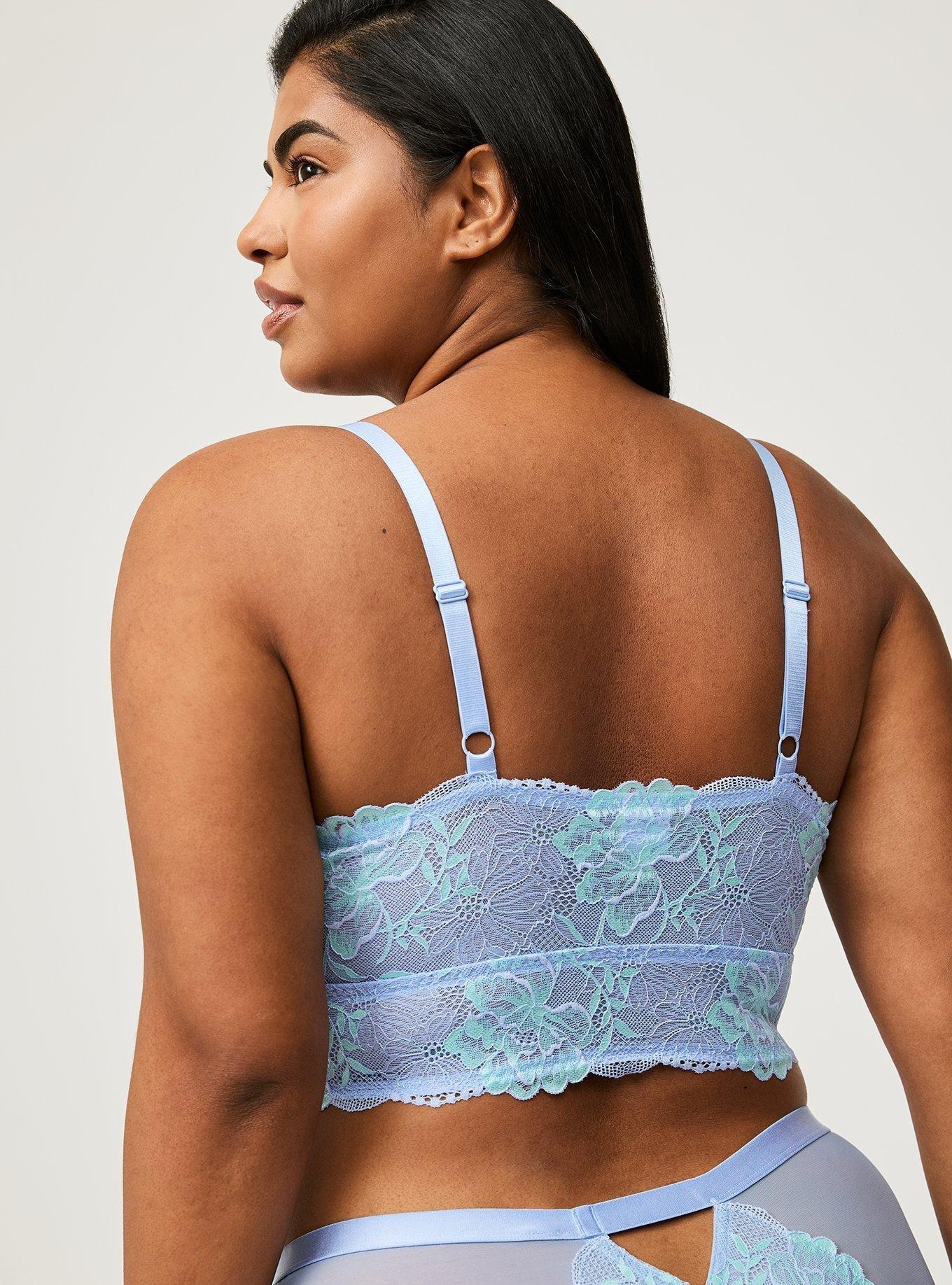 Unlined Cross Dye Lace Longline Bralette