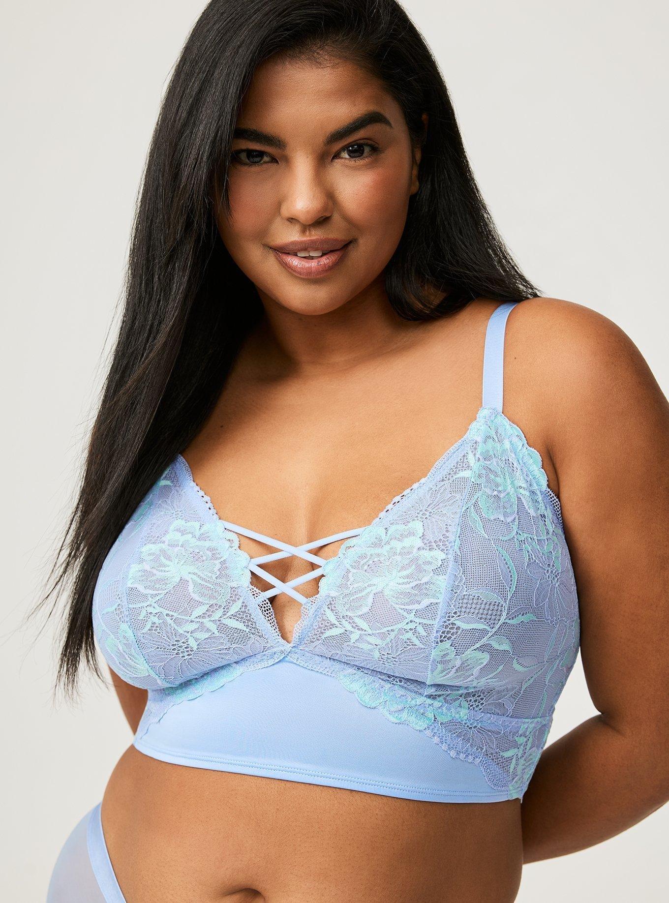 Unlined Cross Dye Lace Longline Bralette