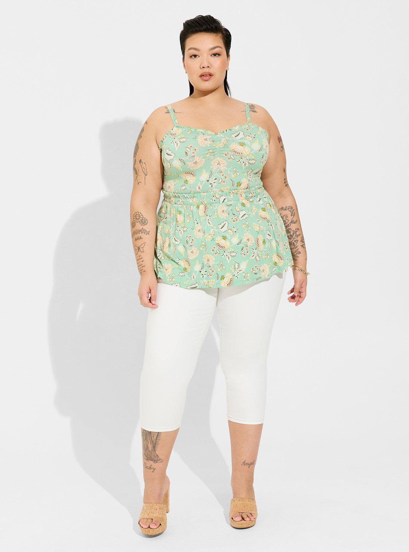 Plus Size Lemon Print Cropped Leggings