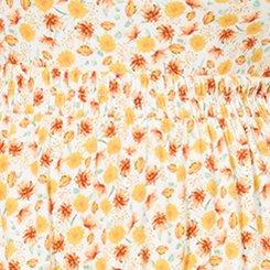 Plus Size Super Soft Sweetheart Ruched Babydoll Top, WARM SUNSET FLORAL, swatch