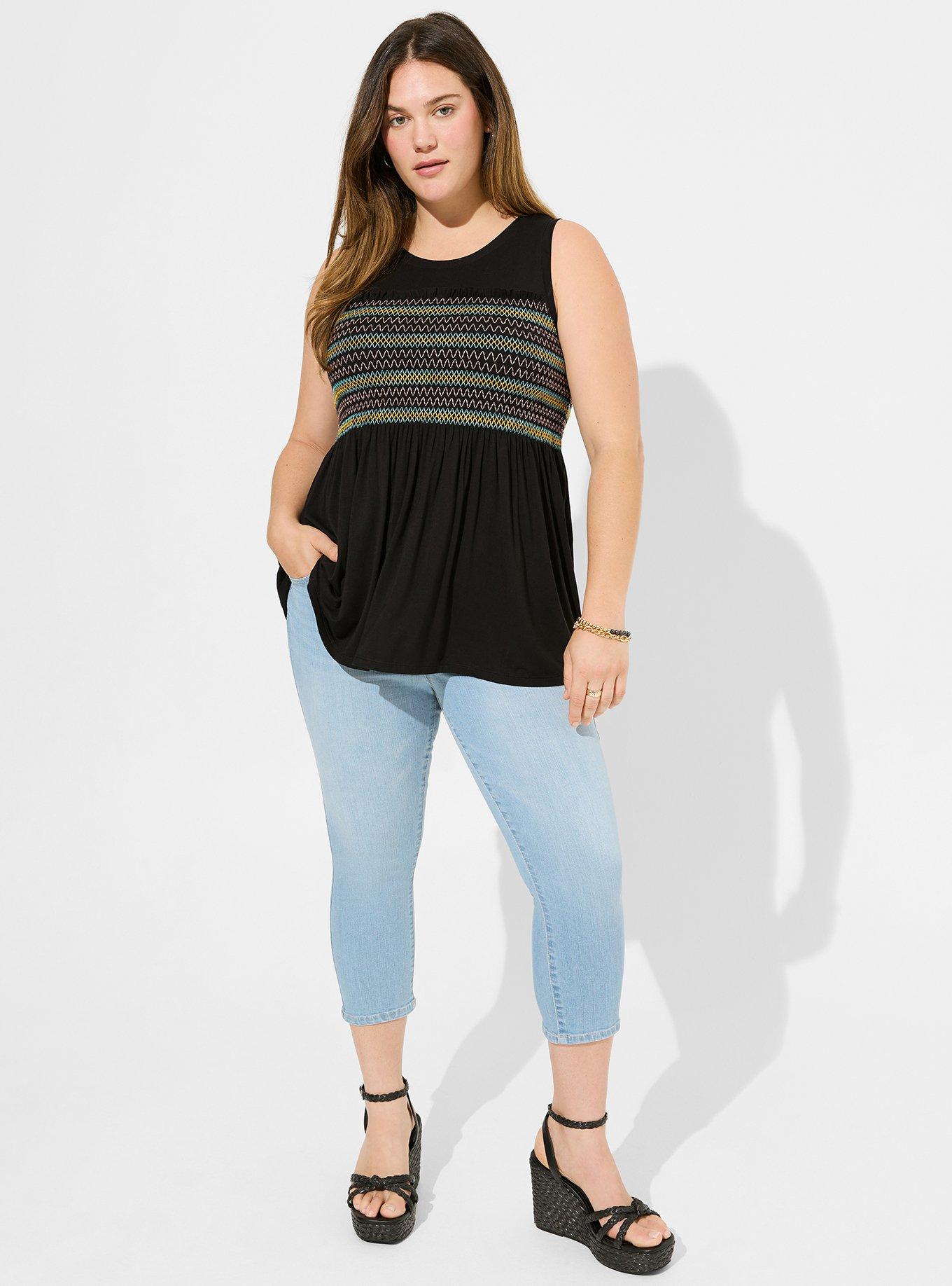 Super Soft Crew Neck Smocked Tank