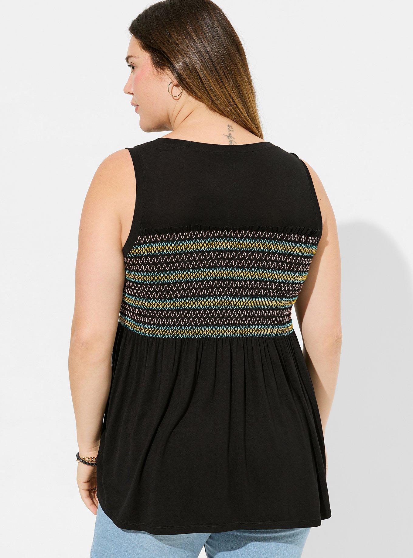 Super Soft Crew Neck Smocked Tank