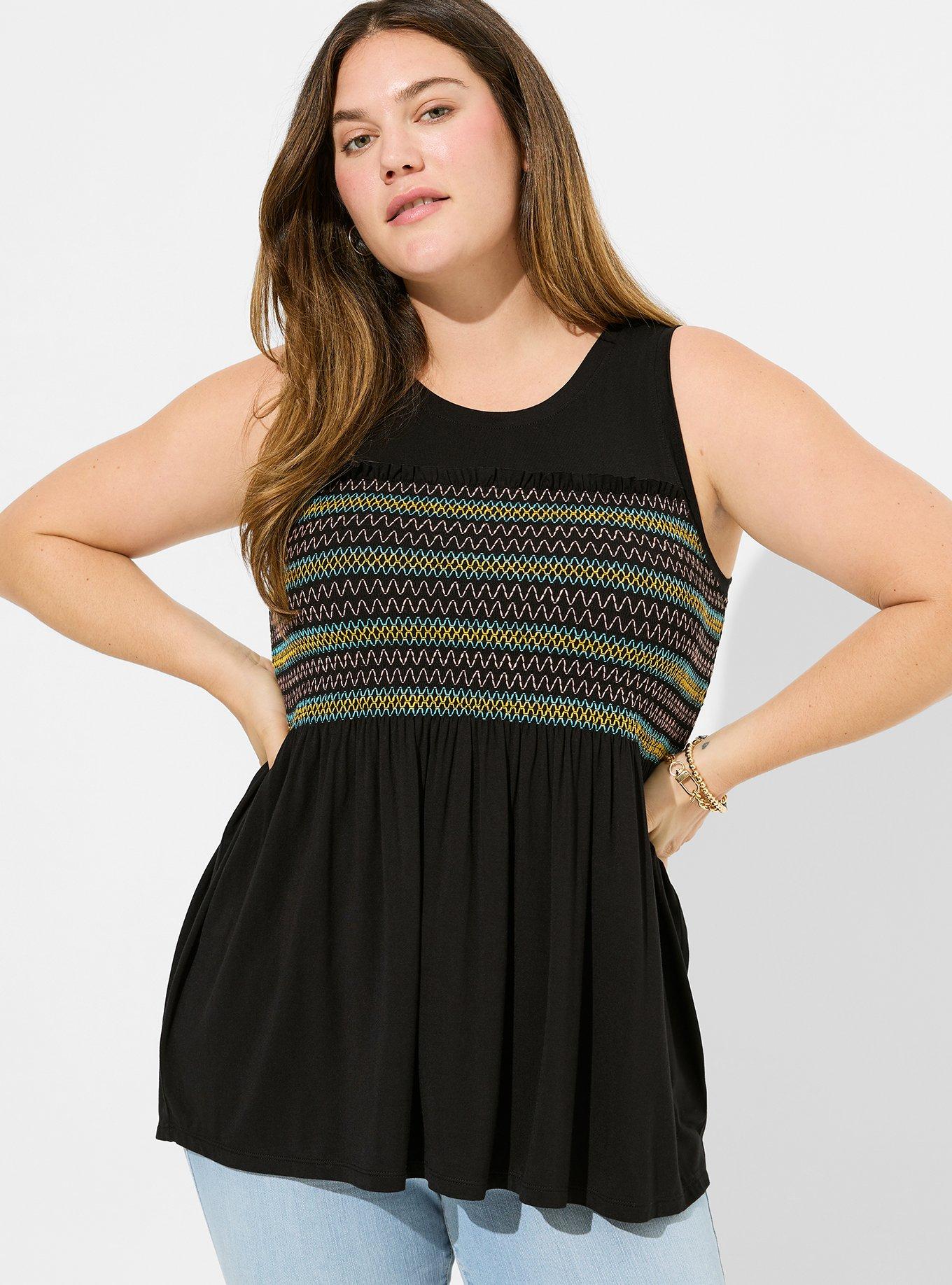 Plus Size - Super Soft Crew Neck Smocked Tank - Torrid