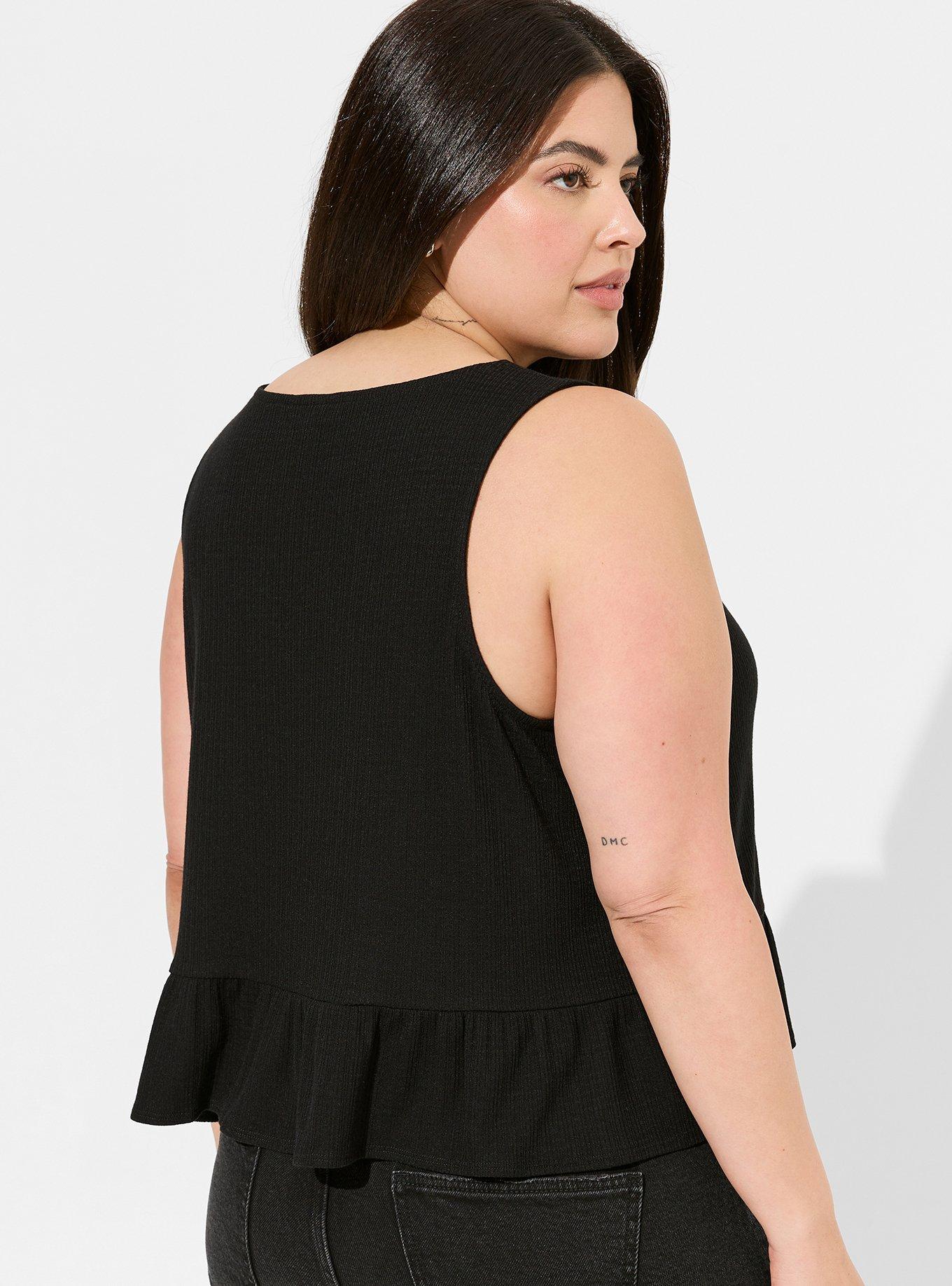 Plus Size - Texture Knit High Neck Ruffle Crop Top - Torrid