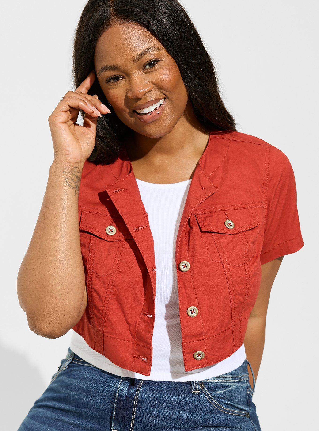 Torrid collarless outlet jean jacket